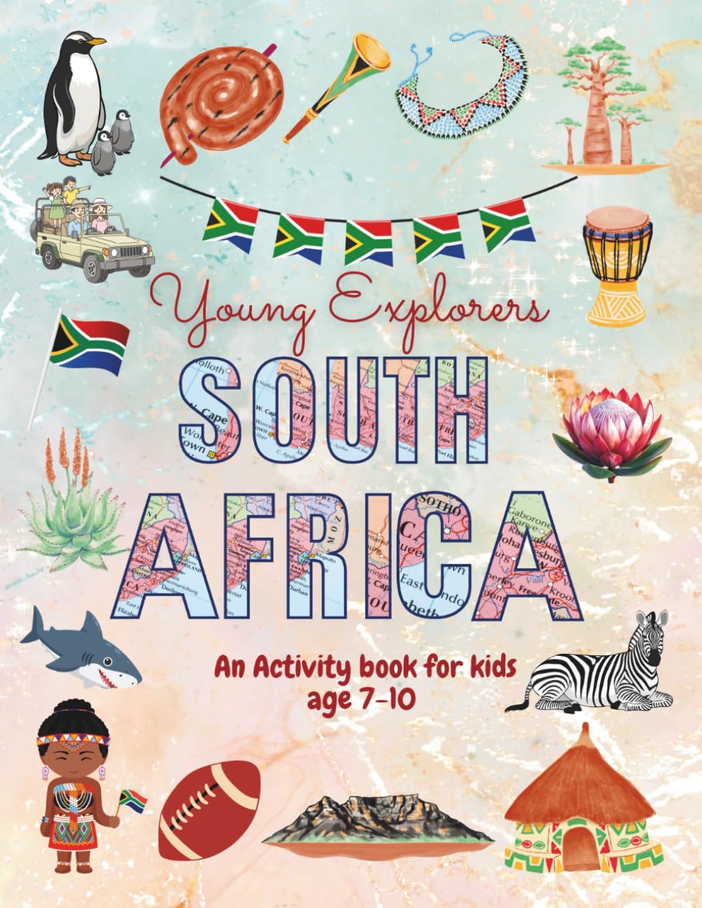 Young Explorers South Africa: An Activity Book for Kids age 7-10 - Full colour, mazes, spot the difference, colouring pages