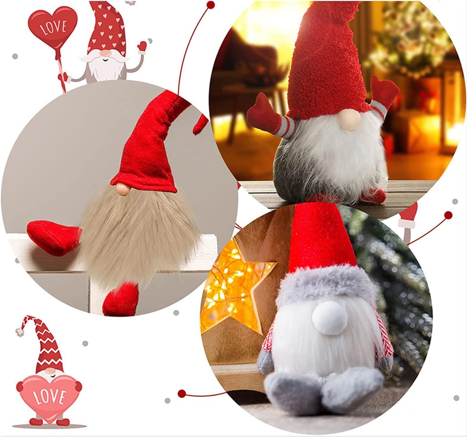 JIEOU Christmas Gnome Beard, 12 Pieces Precut Faux Fur Gnome Beard with Round Wooden Balls - Image 3