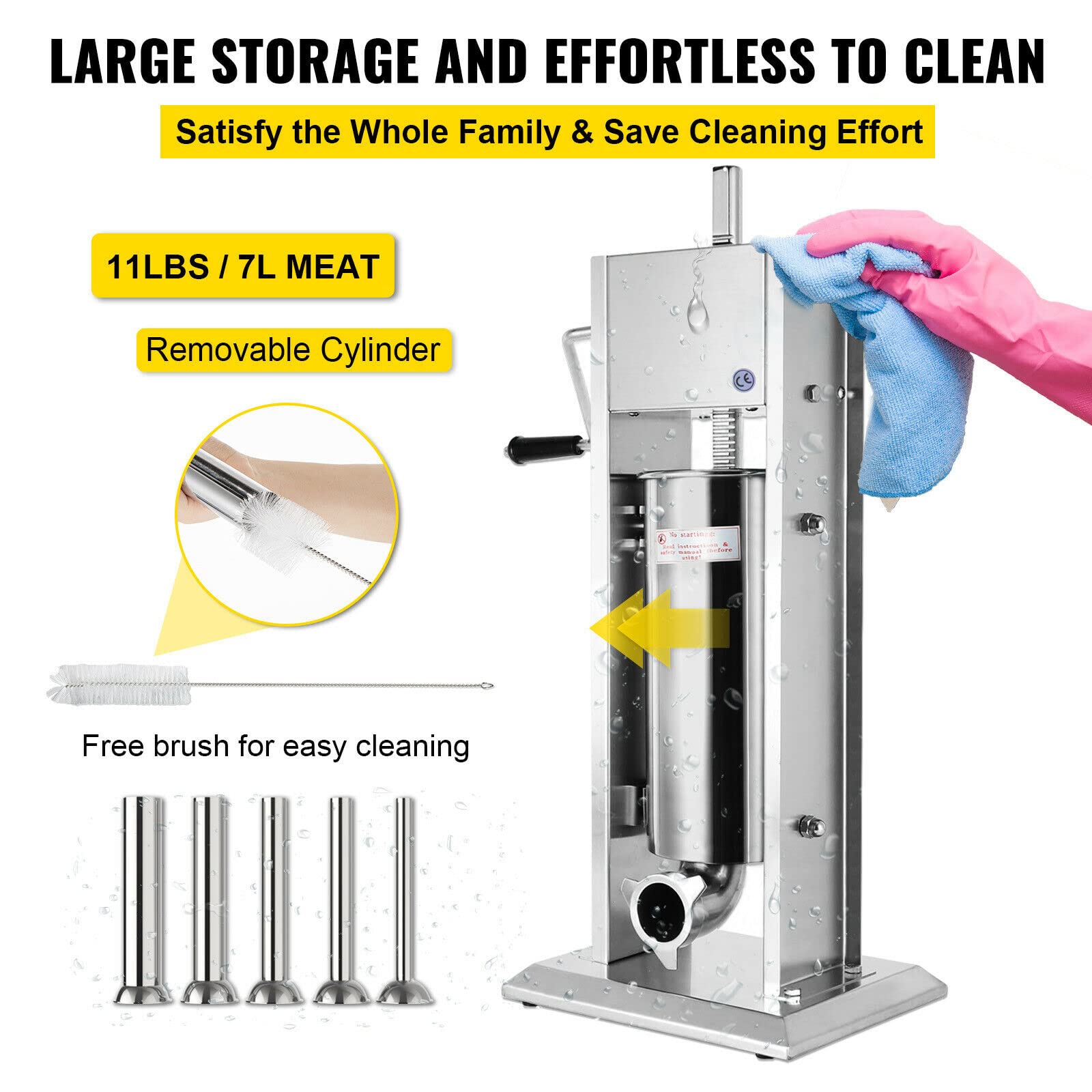 Mophorn Tritacarne Manuale, Tritacarne A Manovella In Acciaio Inox 304 Con Ventosa E Morsetto Da Tavolo In Acciaio Include 2 Piastre Di Taglio Tubo Per Salsicce Testa Di Macinazione 85615230