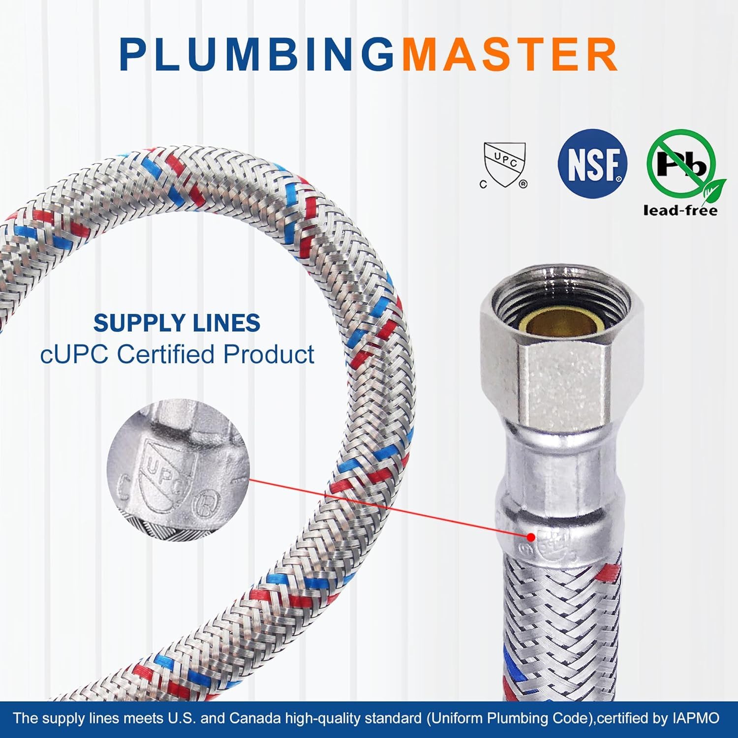 Conector de manguera de grifo de 24 pulgadas (3/8 pulgadas Comp x 1/2 pulgada FIP), líneas de suministro de agua trenzadas de acero inoxidable para grifo de baño, cocina, fregadero, 10