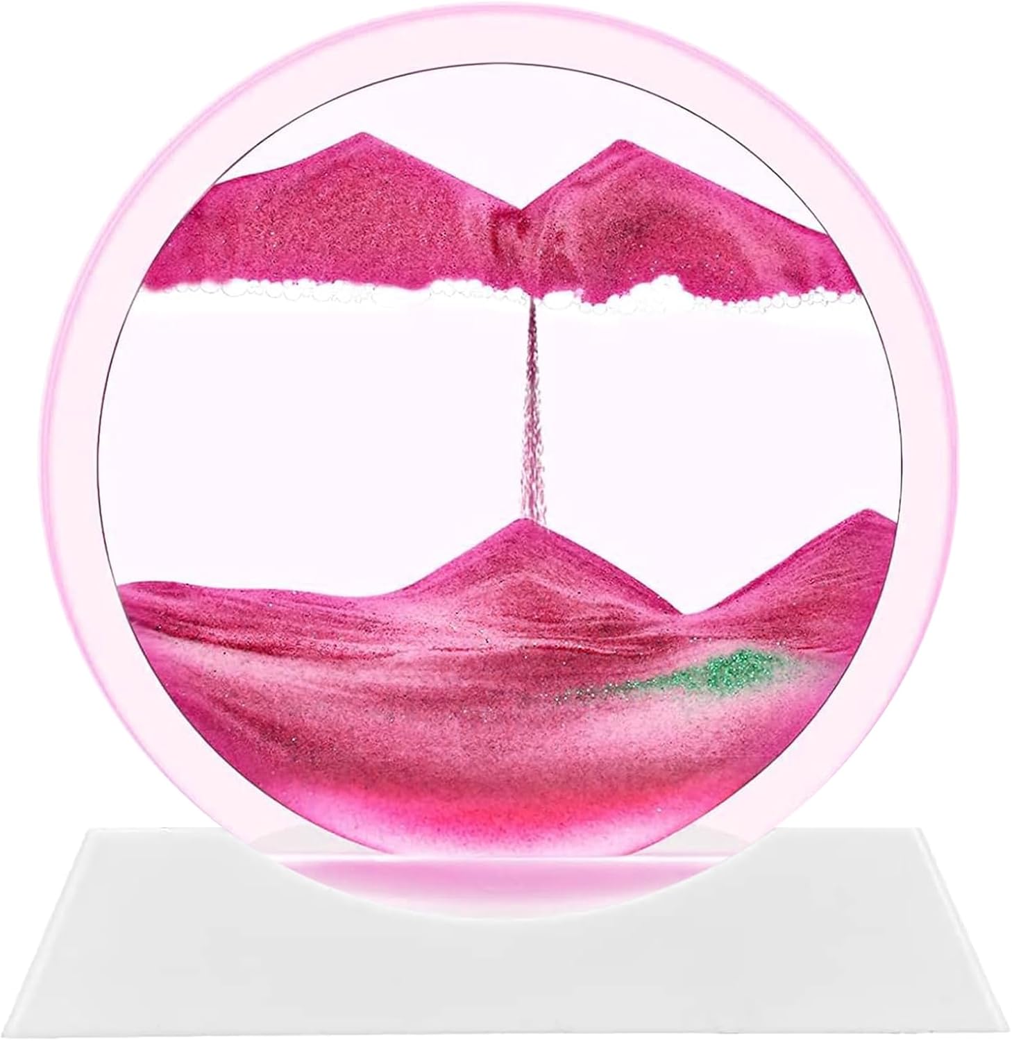 rysnwsu Moving Sand Art Picture w/Decor Lamp, 3D Dynamic Sand Art Liquid Motion-Round Glass 3D Deep Sea Sandscape in Motion Display Flowing Sand Frame w/Light Relaxing Desktop Home Decor (Red)