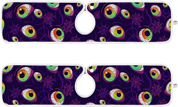 Kitchen Faucet Mat Cartoon Eyes Spider Webs Sink Faucet Dish Drying Mat 2 PCS Sink Protectors pad Splash Guard Drip Catcher Absorbent for Bathroom Counter RV 23x5 in