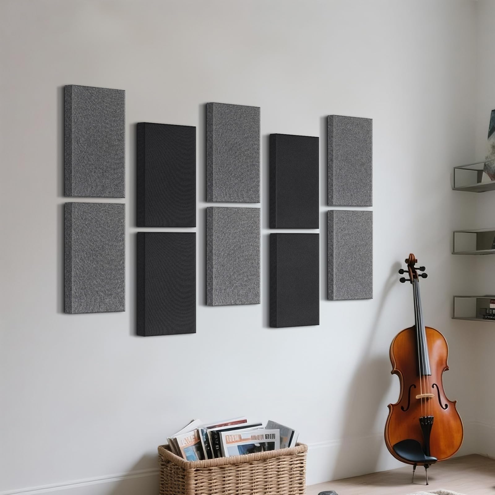 UMIACOUSTICS 4 paneles acústicos con soportes para colgar, paneles de fibra de vidrio de 2 pulgadas de grosor, a prueba de sonido, extraíbles para estudios, oficina, pared de cine en casa, color gris