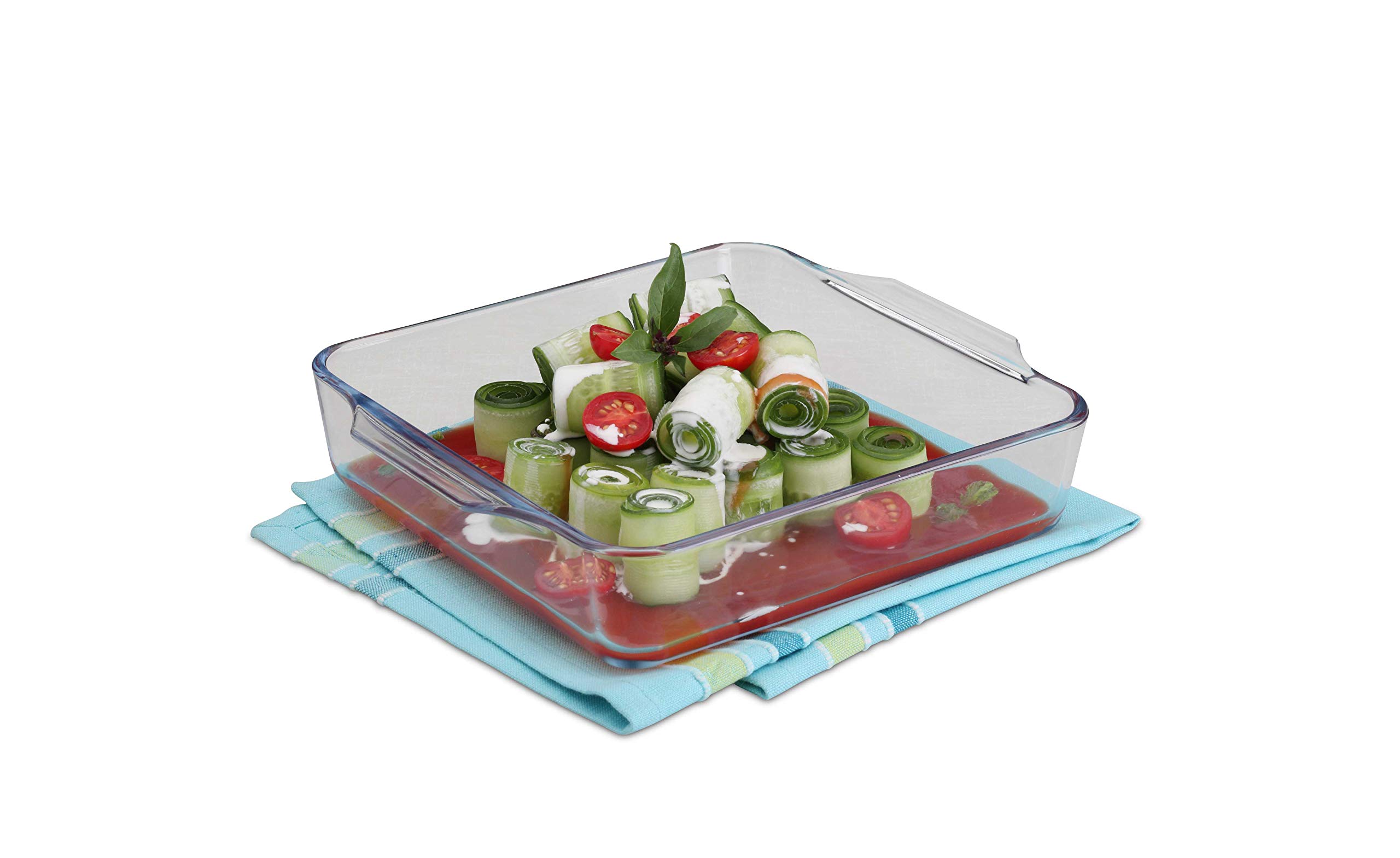 SIGNORA WARE Bake N Serve Borosilicate Glass Square Dish | Crystal Clarity | Heat Resistant | Microwave & Dishwasher Safe | Best For Baking & Serving | Useful For Mixing Ingredients ( 800 Ml | Clear )