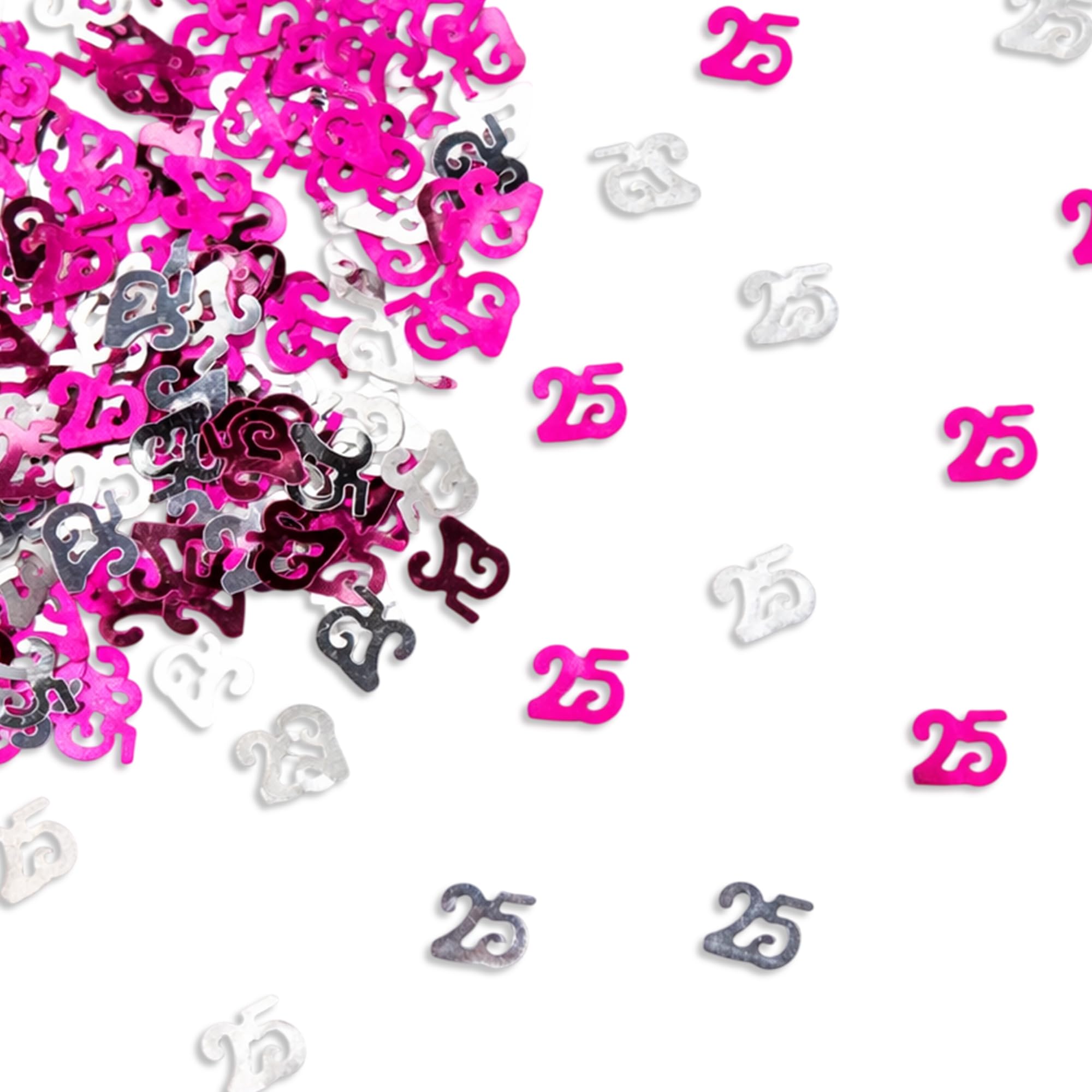 Shatchi Pink & Silver 28G 25Th Birthday Confetti Foil Metallic Glitz Table Scatter Sprinkles Age Bday Party Decorations