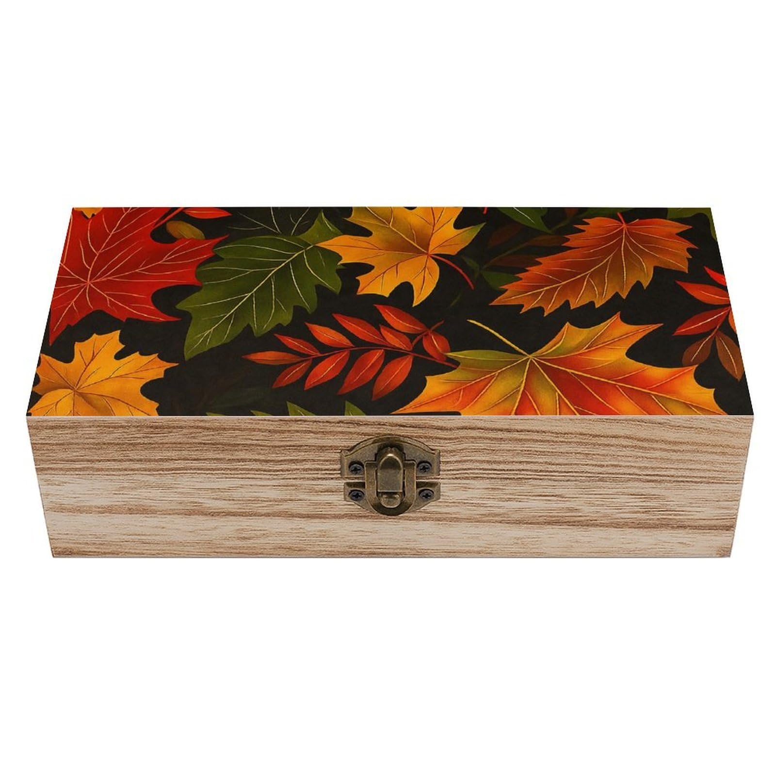 HLBSDM Autumn Leaves Wooden Storage Vintage Keepsake Decorative Boxs