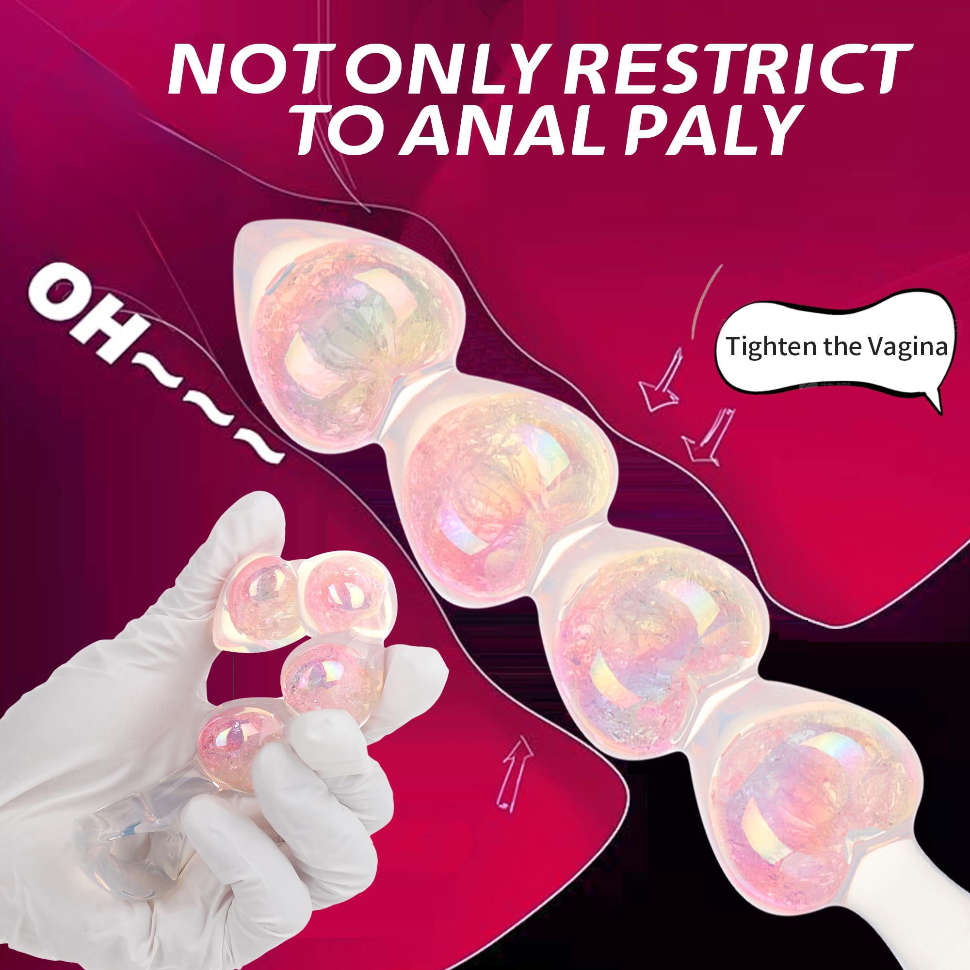 Anal Beads Anal Butt Plug for Beginner, 6.3” Dual Layer Small Pink-Heart Shape Silicone Anal Toy Adult Fantasy Anal Dildo for Women Couple Play