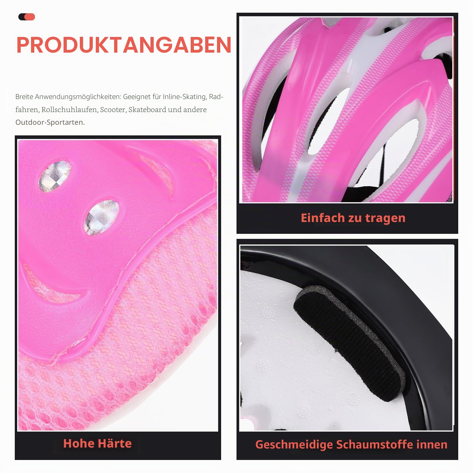 CLISPEED Fahrradhelm Mit Knieschoner Kinder, 7-in-1 Kinderhelm Schoner Inliner Kinder Protektoren Set Ab 3–8 Jahre Verstellbar Knie und EllenbogenschüTzer für MäDchen Jungen Skateboard Fahrrad Rollsch