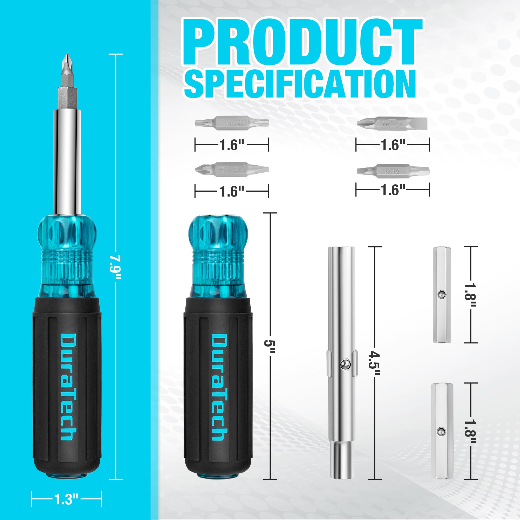 DURATECH 11-in-1 Screwdriver Set - Nut & Screw Driver -6