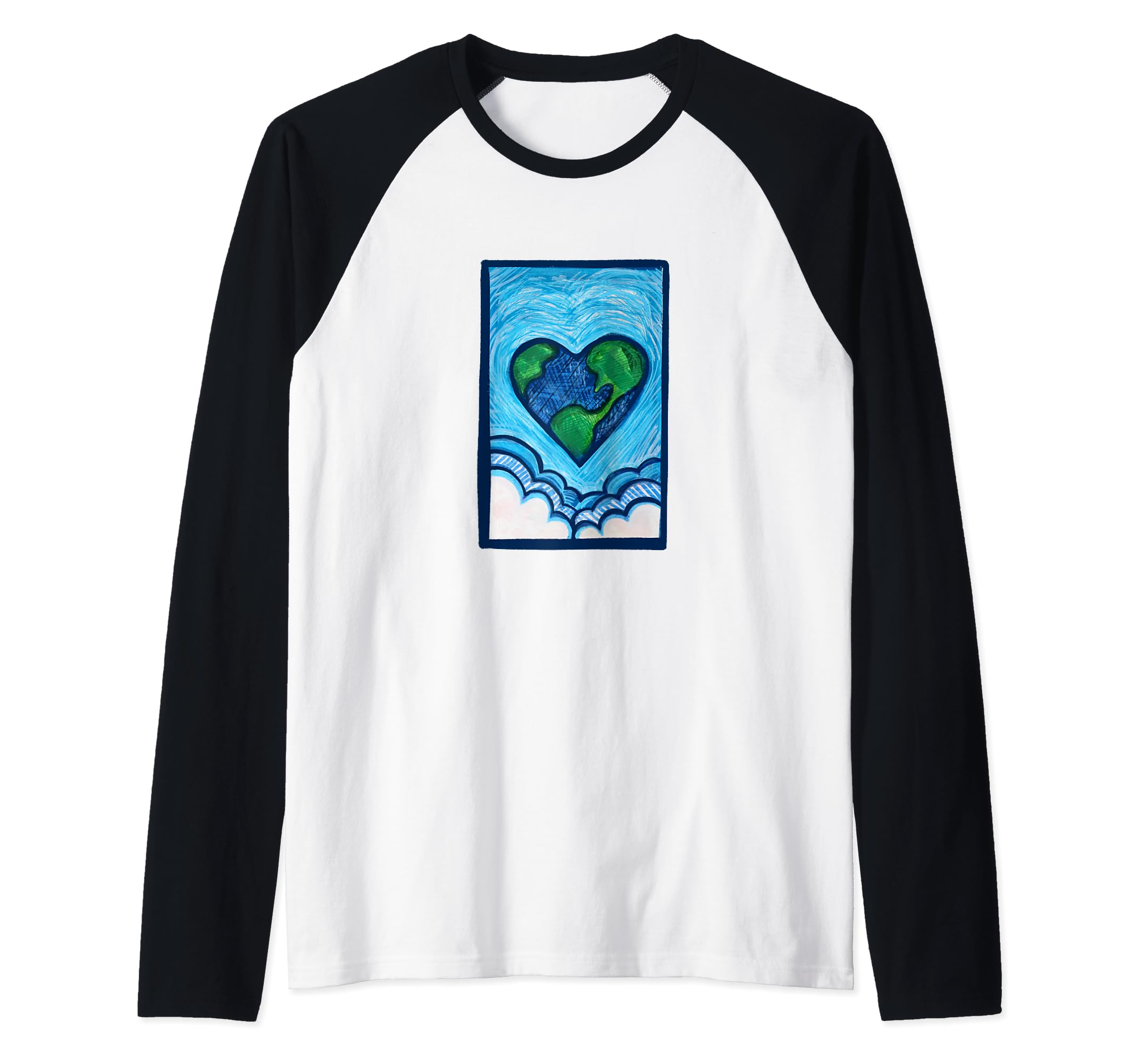 Earth Day Every Day Artistic Heart Earth Raglan Baseball Tee