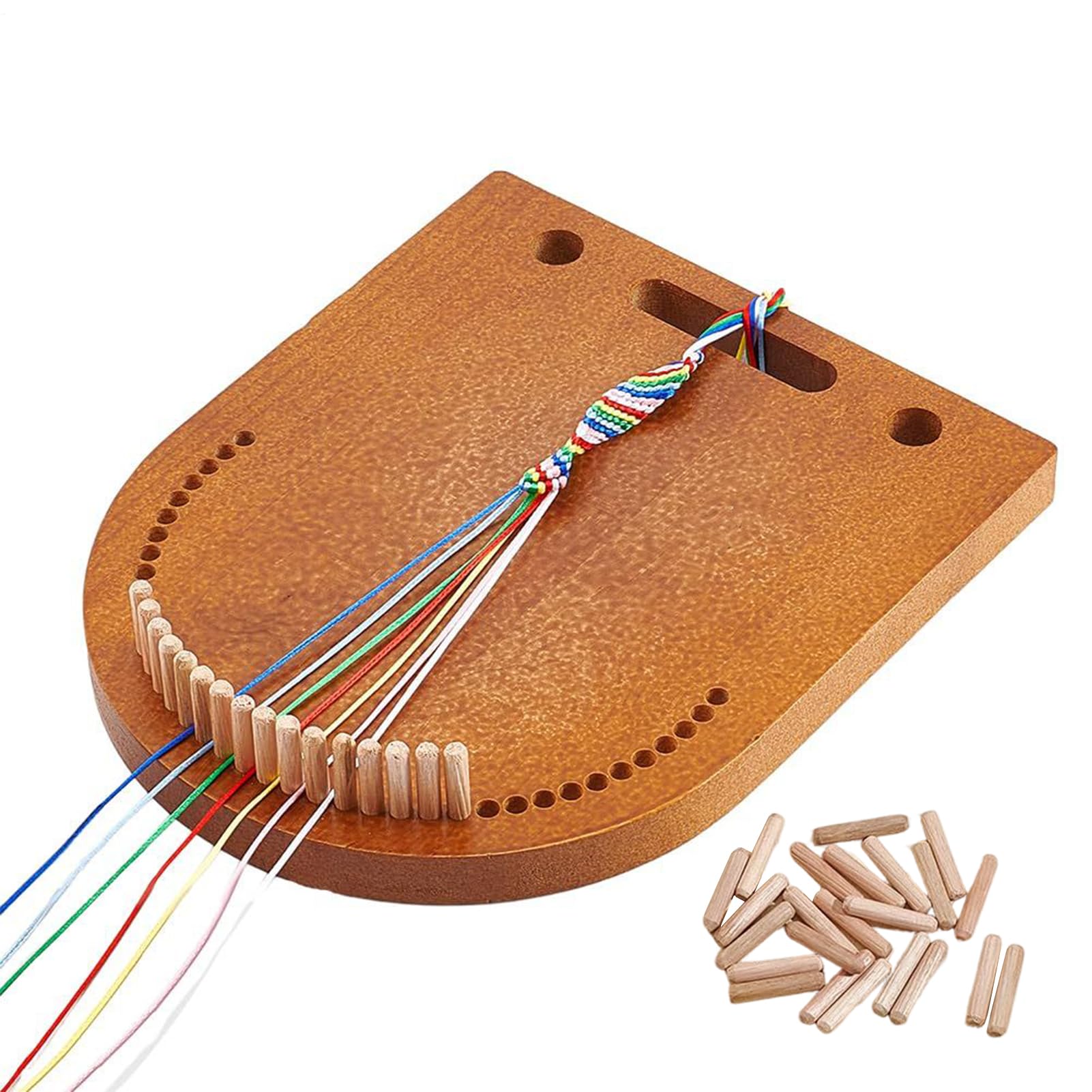 Herramienta para hacer pulseras de madera con soporte ajustable para tejer 8