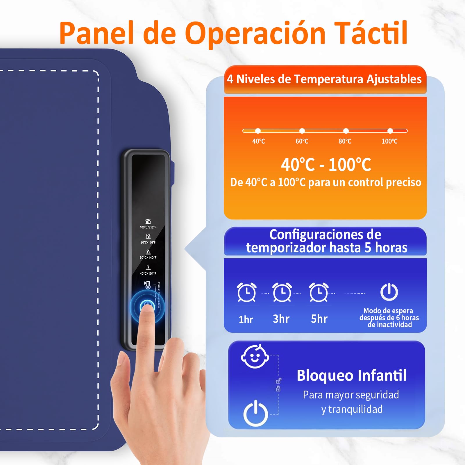 Bandeja Calefactora Eléctrica Placa Calentadora Silicona Portátil Plegable, Alfombrilla Calentadora de Silicona para Alimentos con Temperatura Ajustable para Bufés, Familia, Fiestas