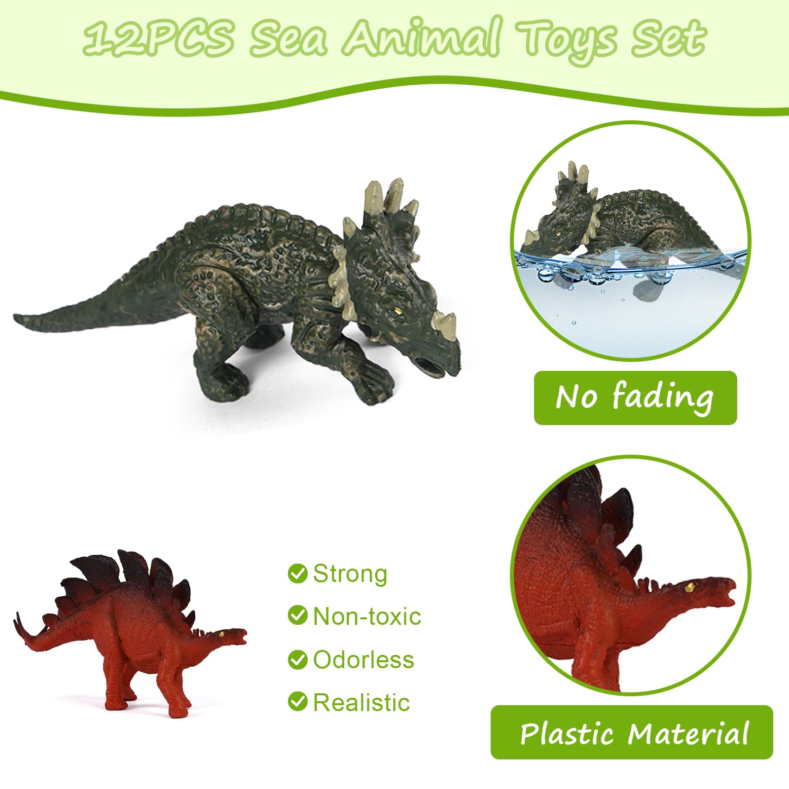12PCS Dinosaur Toys for Boys Realistic Dinosaur Animal Figures with T-Rex, Triceratops, Stegosaurus, Pterosaur - Image 3
