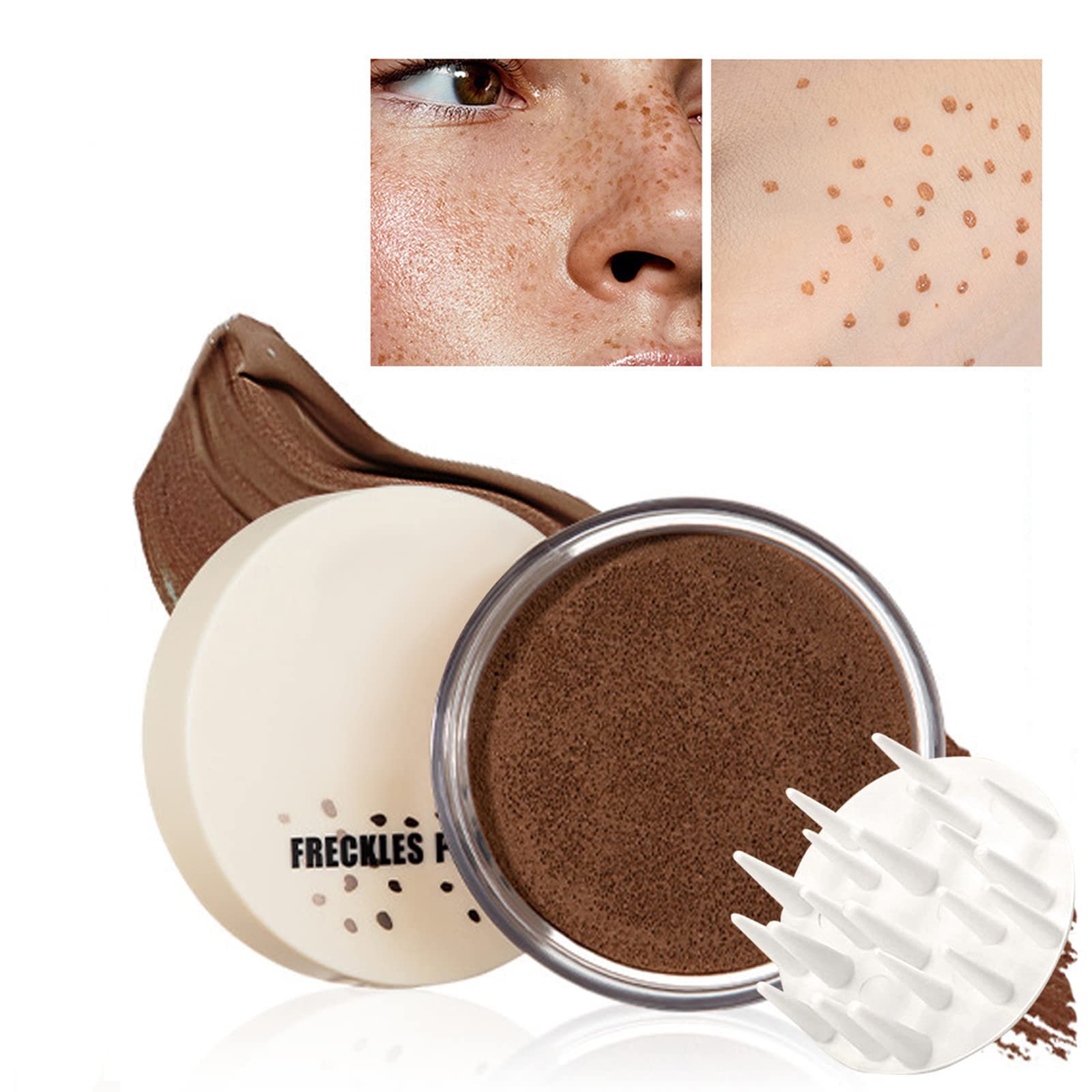 Freckle Cushion Natural Like Freckle Makeup Fake Freckles Pen Waterproof Long Lasting Quick Dry for All Skin, Get Sun-kissed Stars Makeup Freckle in one press, Light Brown