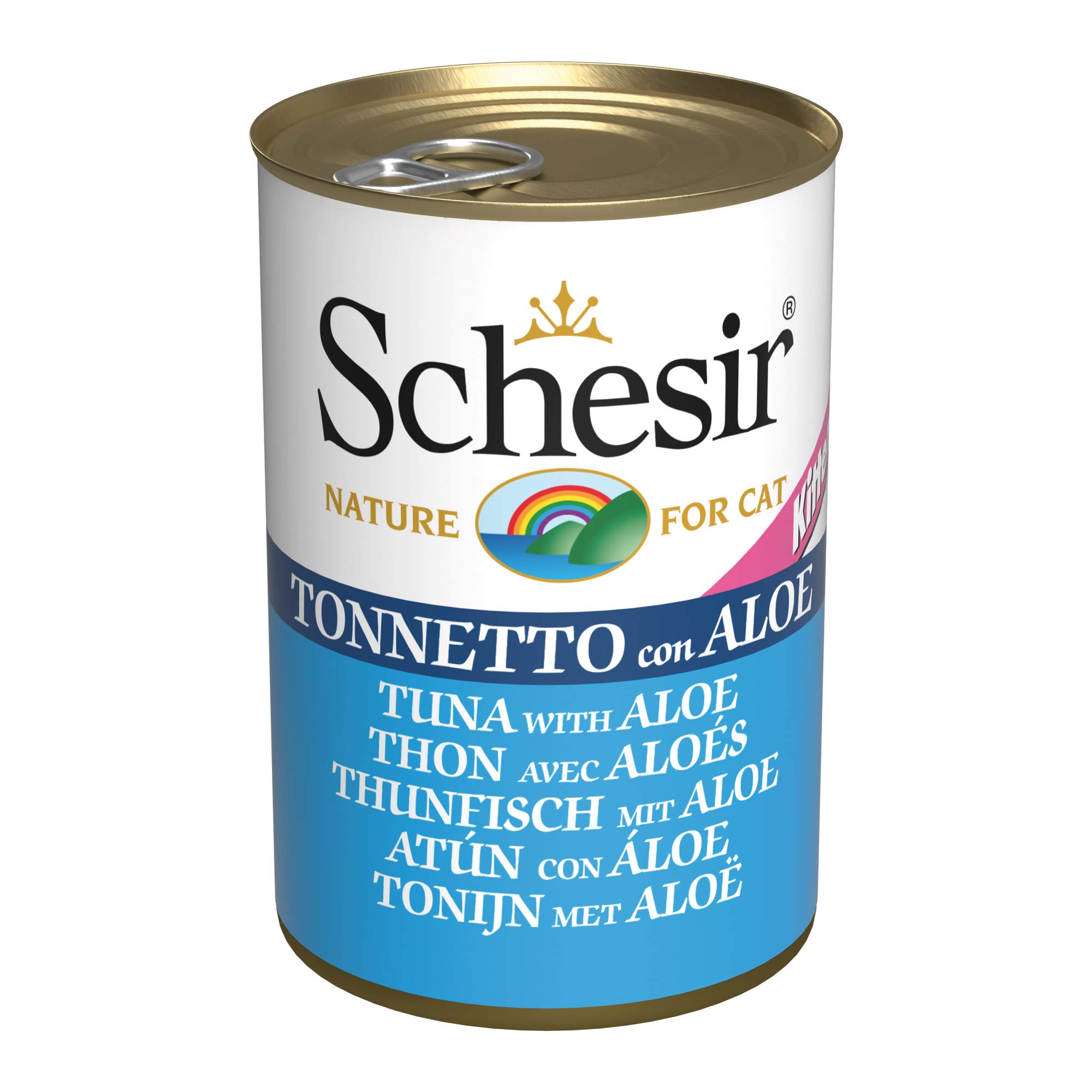 Schesir, Comida Húmeda para Gatitos, Sabor Bacoreta con áloe, Preparado en Gelatina Blanda - Total 0,84 kg (6 latas x 140 gr)