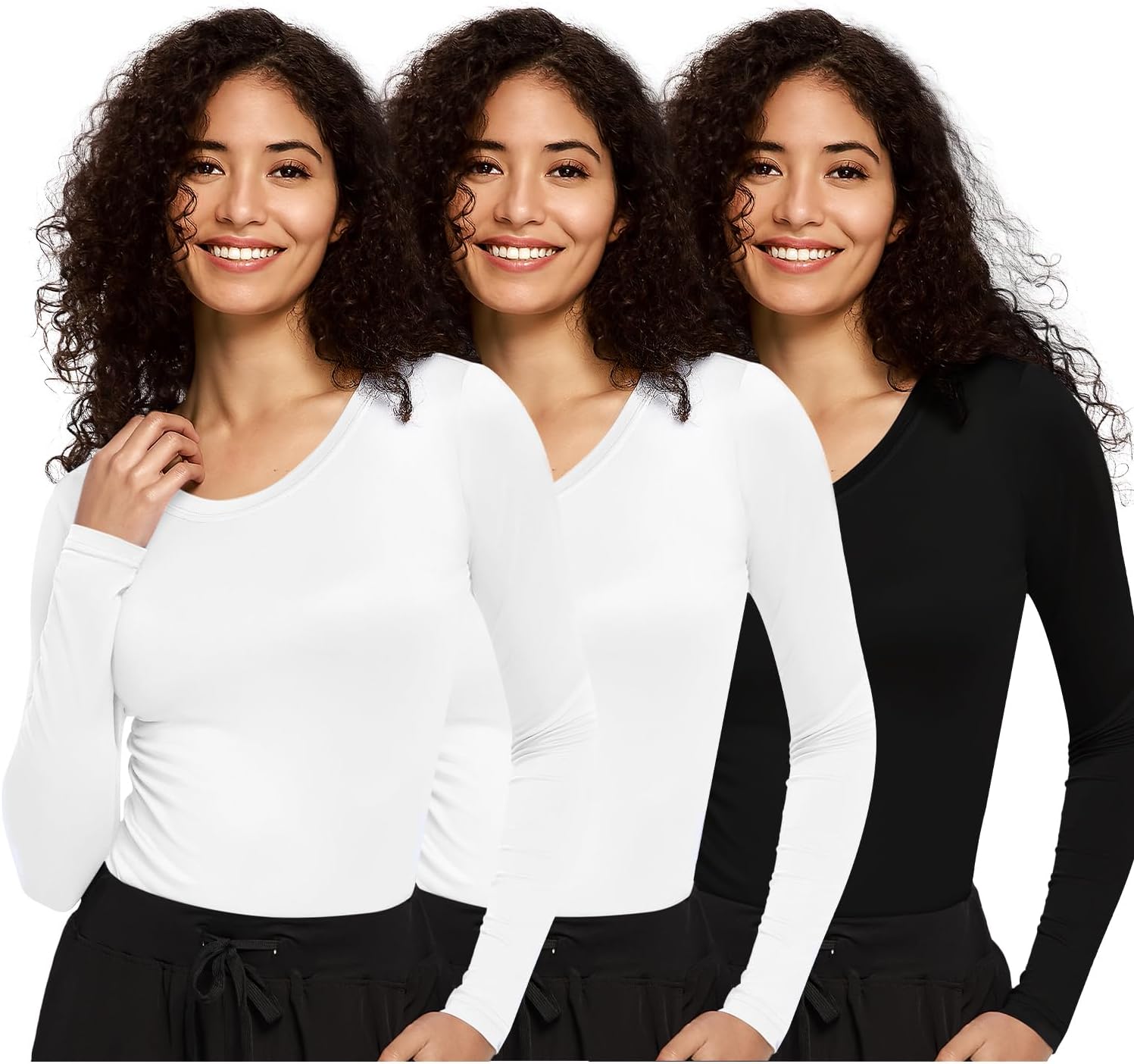 COZYFIT 3 Pack Underscrub Long Sleeve Women - Undershirts for Women Soft Fabric
