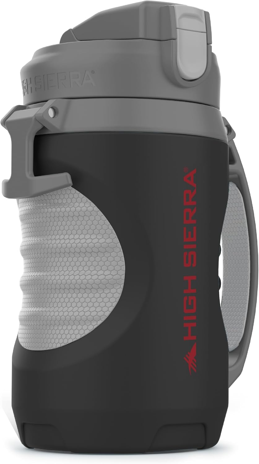 High Sierra, [BPA FREE 64 OZ Insulated Water Jug with 2 Drinking Options, [Silicone Spout – NO MORE TEETH BUMPS] Built-in Fence Anchor, Keeps Iced Water Cold for Hours, EXTRA LARGE Sports Bottle