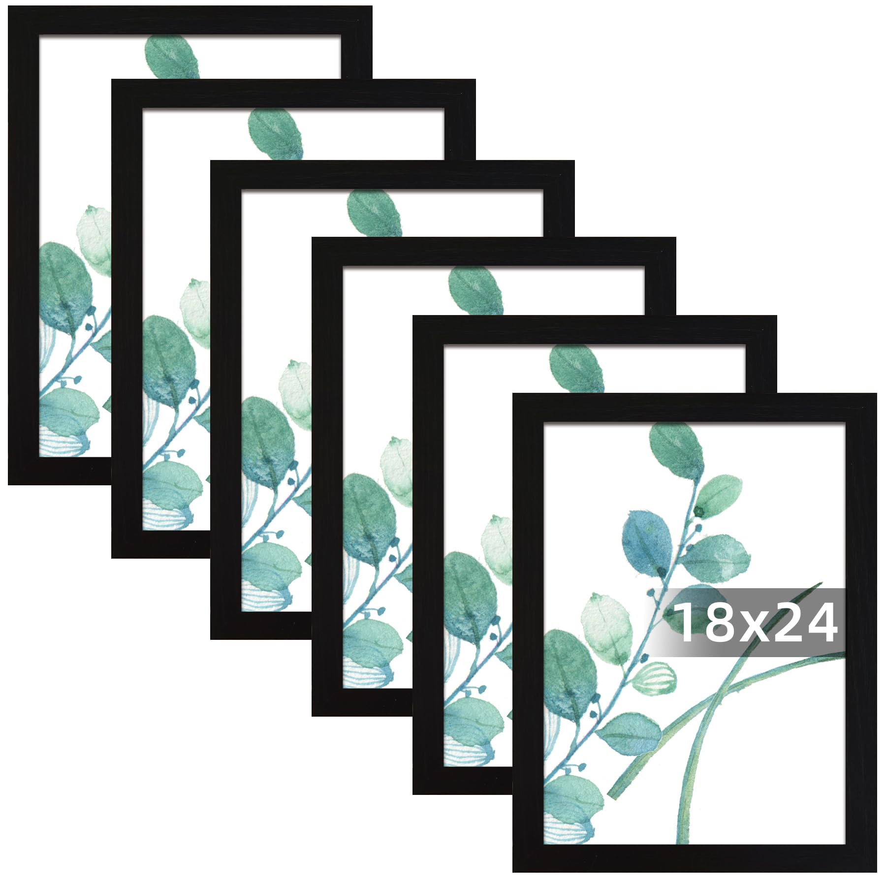 SESEAT 18x24 Picture Frame Black Set of 6, Display Pictures 18x24 Without Mat for Wall Mounting, Wall Gallery Poster Frames