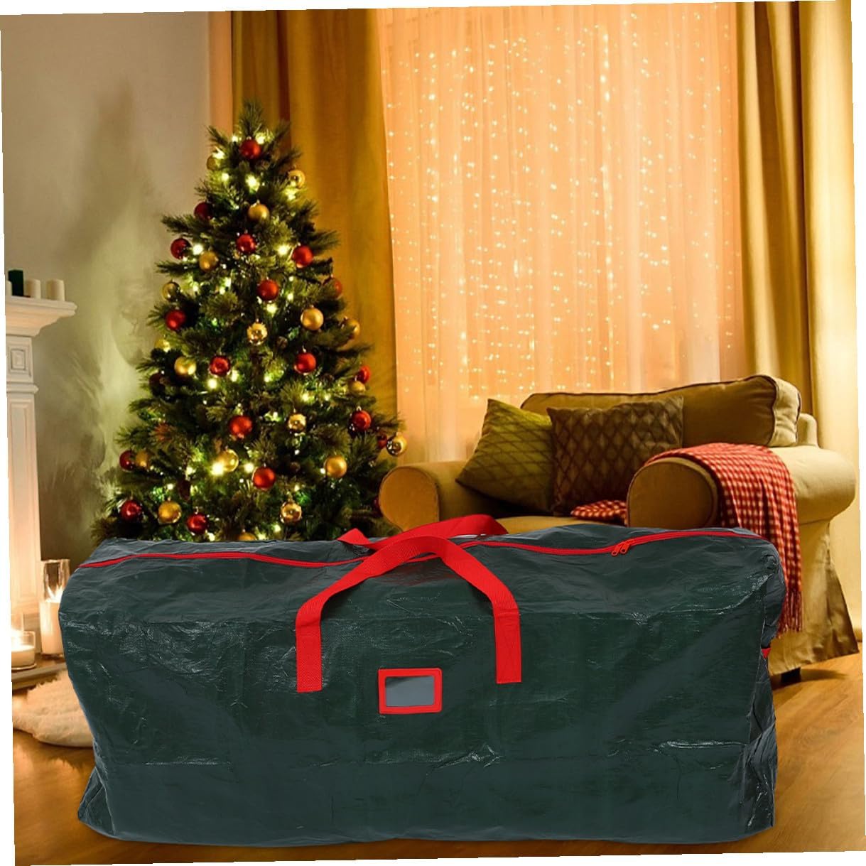 NUOBESTY Waterproof Christmas Tree Storage Bag with Handles 165x38x76cm Green Zippered Organizer Dustproof Carrier for Artificial Trees Holiday Storage