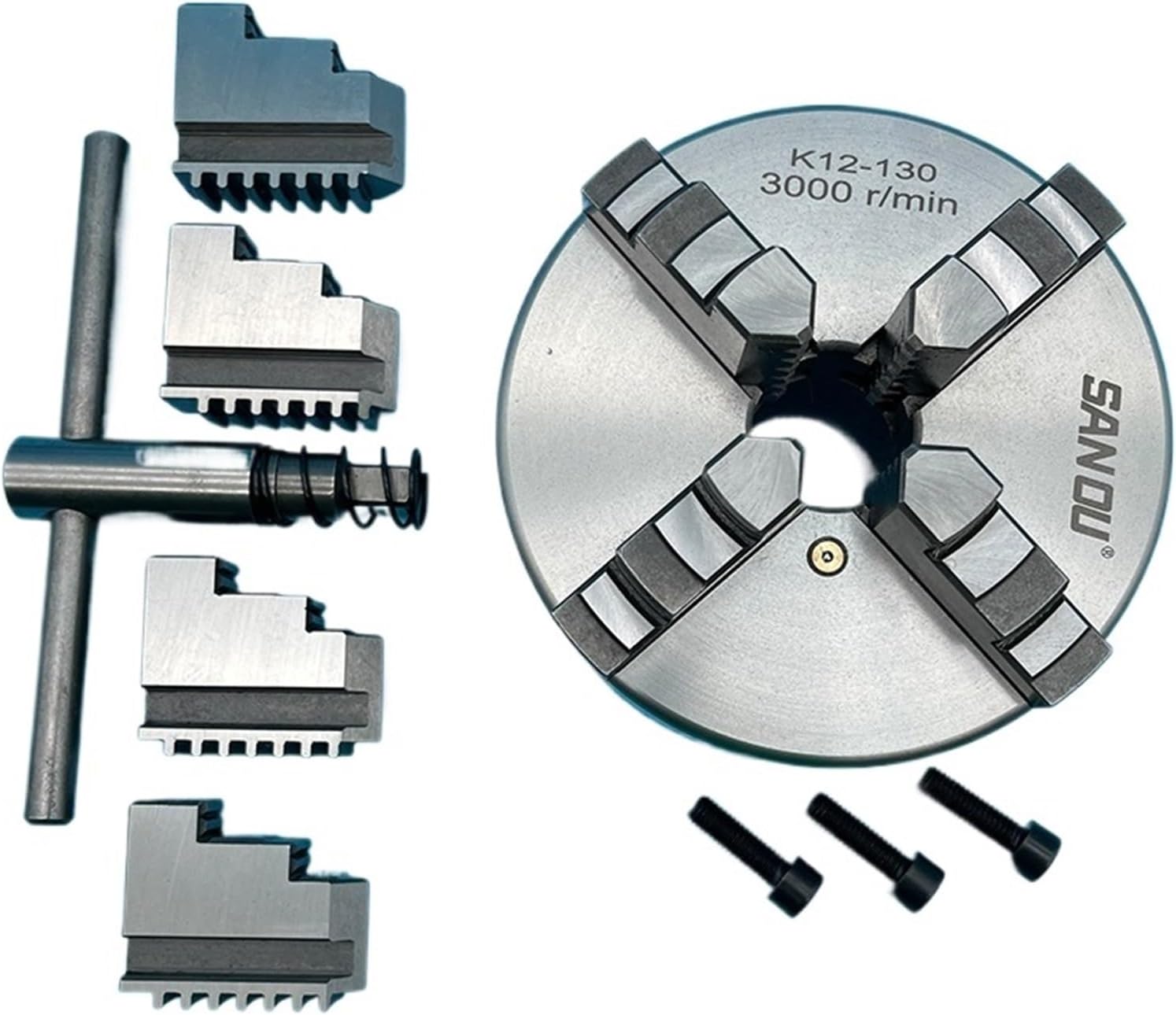130mm Metal Lathe Chuck 4 Jaw Self-Centering Chuck K12-130 Manual Metal Lathe Chuck for Mini Metal Lathe WM210V