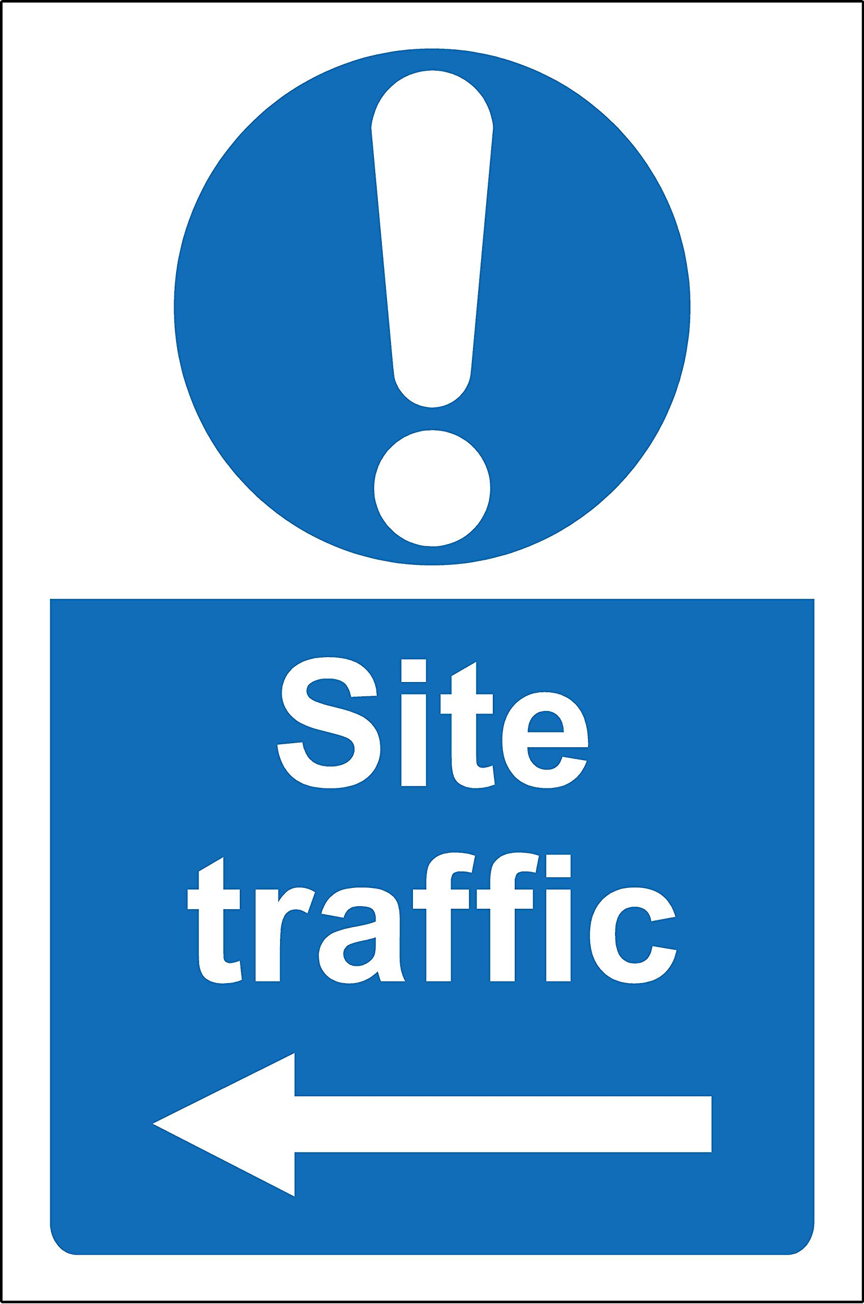 Site traffic left directional arrow Safety sign - 3mm Aluminium sign 300mm x 200mm