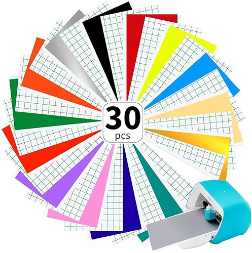 Vinilo inteligente permanente para Cricut Joy, 30 hojas (5.5 x 12 pulgadas), vinilo adhesivo para manualidades, paquete de vinilo de 15 colores para