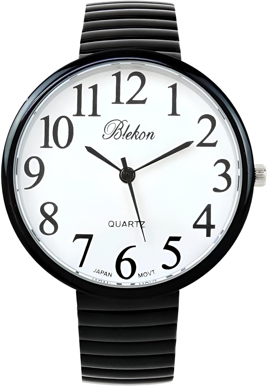 Geneva STC Black Super Large Face Stretch Band Easy to Read Watch - Image 3