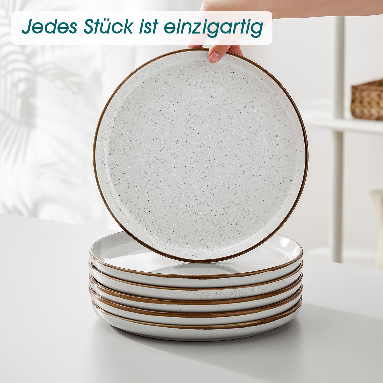 Steingut Geschirrset 6 Personen, vancasso LOIRE 18tlg Tafelservice 6 Personen Modern Grau, Beinhaltet Schüssel, Dessertteller und Speiseteller, Mikrowellenfest und Spülmaschinenfest