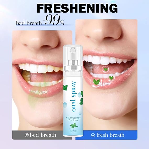 2Pcs Pro-Biotic Dry Mouth Spray & Breath Freshener Spray, Mint Flavor 20ML, Long-Lasting Moisturizing Oral Care for Bad Breath, Freshens Mouth & Fights Unpleasant Odor