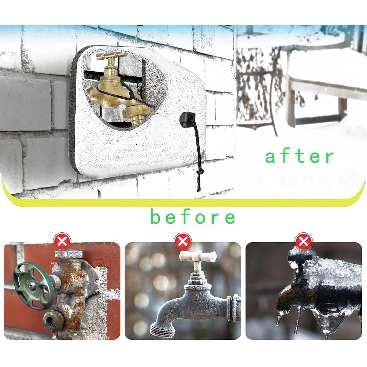 Coperture per rubinetti invernali da esterno, isolate in schiuma, per protezione dal gelo, coperture per tubo da giardino (confezione da 2) - Accessori essenziali per l'inverno