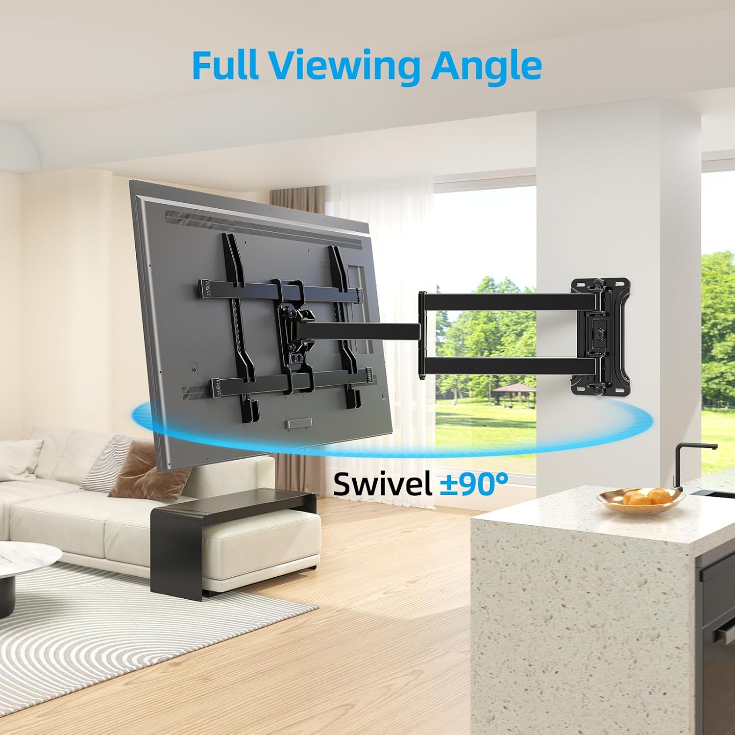 HCMOUNTING Pre-Assembled Corner TV Wall Mount for 32-80" TVs, Full Motion with Smooth Gliding Extension, 30" Long Arm, Single Stud Installation Holds 100lbs, Max VESA 600x400mm
