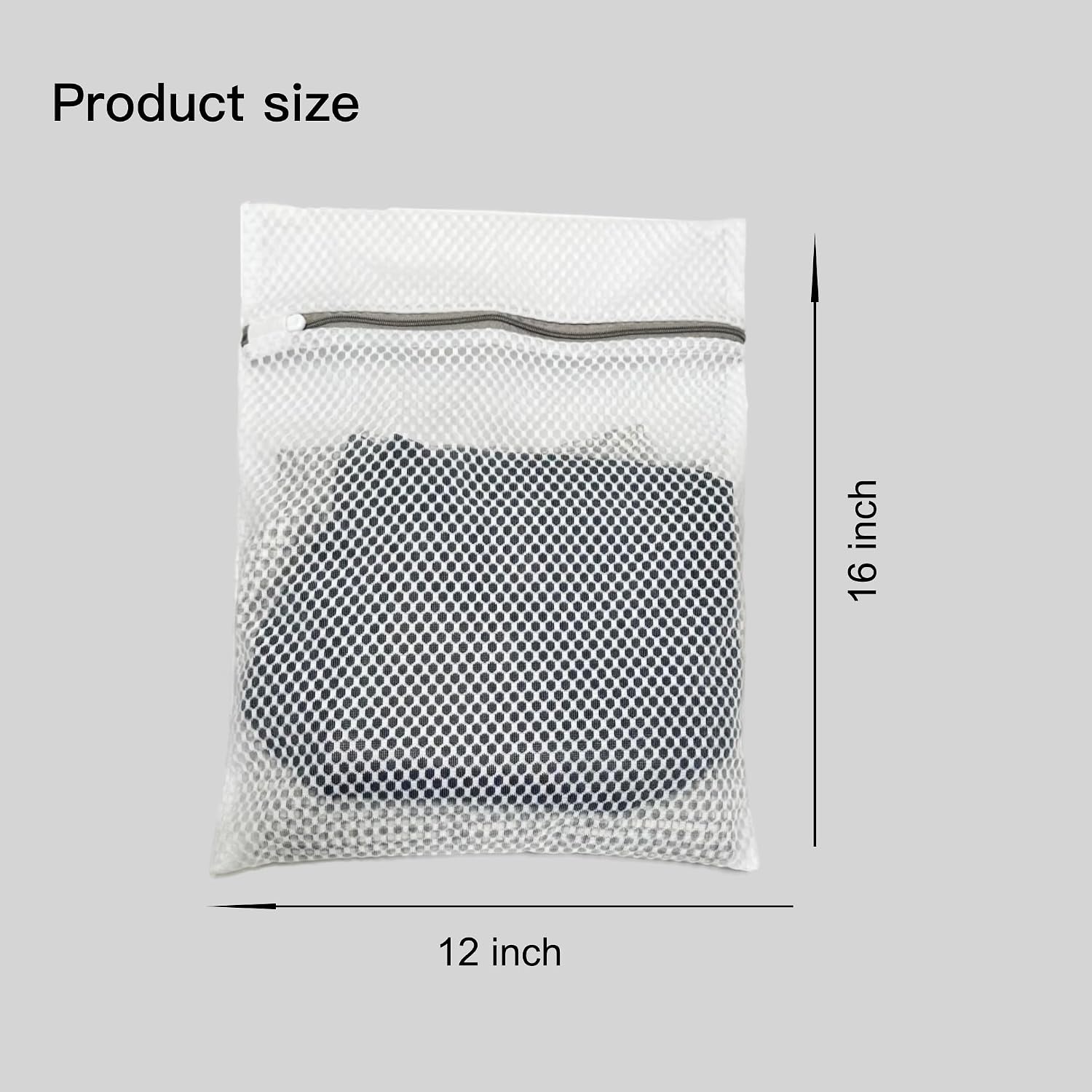Laundry Bags Mesh Wash Bags for Delicates, 3Pcs 12"x16" honeycomb mesh fine Storage Bag, sturdy smooth zipper, suitable for shirts, underwear, bras, shoes (3)