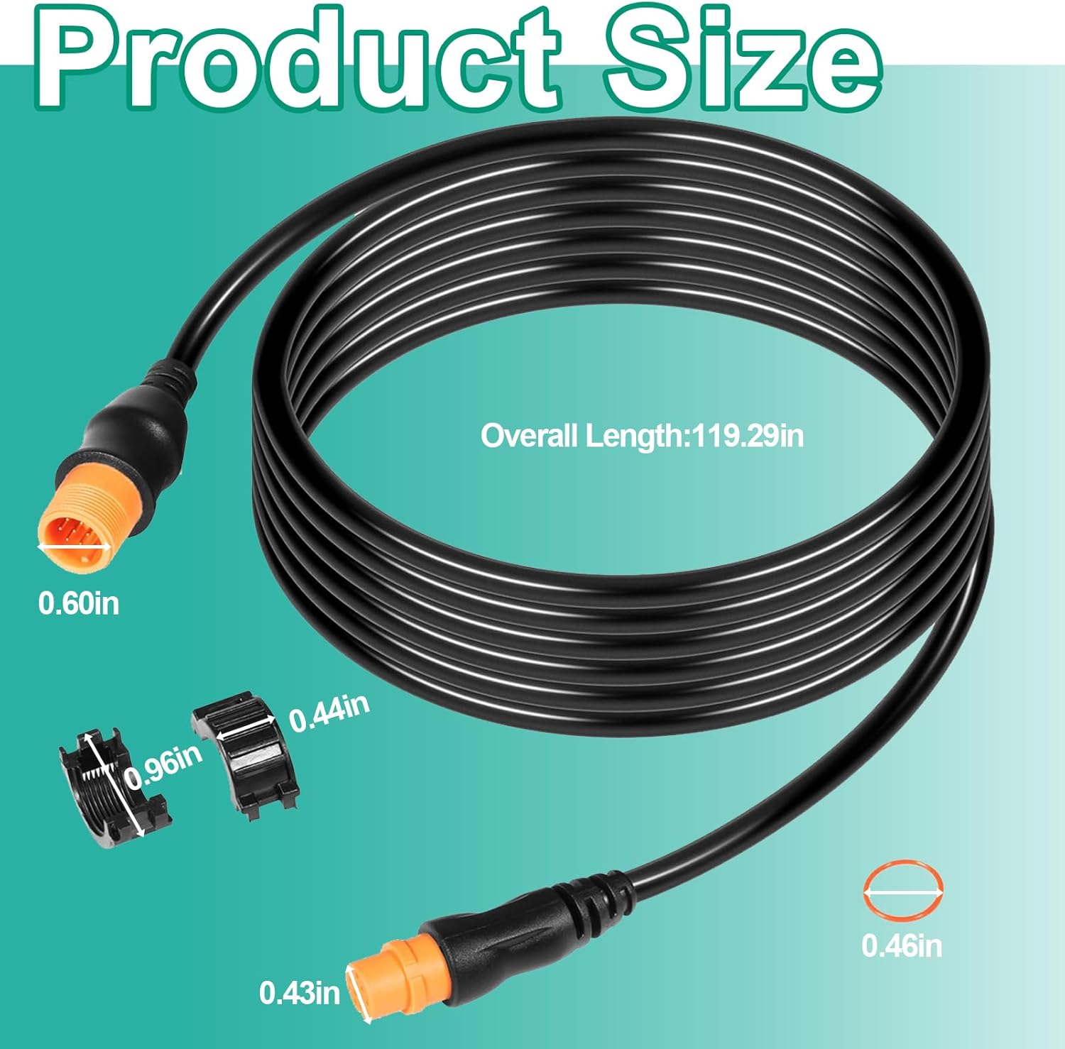 YMT 010-11617-32 12-Pin Extension Cable Fits for Garmin CV51M-TH, CV51M-THP, CV51M-TM, Fits for Striker 7sv, Striker Plus 7sv, 9sv, Fits for Airmar 12-Pin Transducers with XID