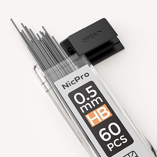 Miniatura 2 de Nicpro 600 repuestos de plomo de 0.020 in HB #2 resistentes a roturas para lápices mecánicos de 0.020 in, paquete de 60 por tubo, 10 tubos