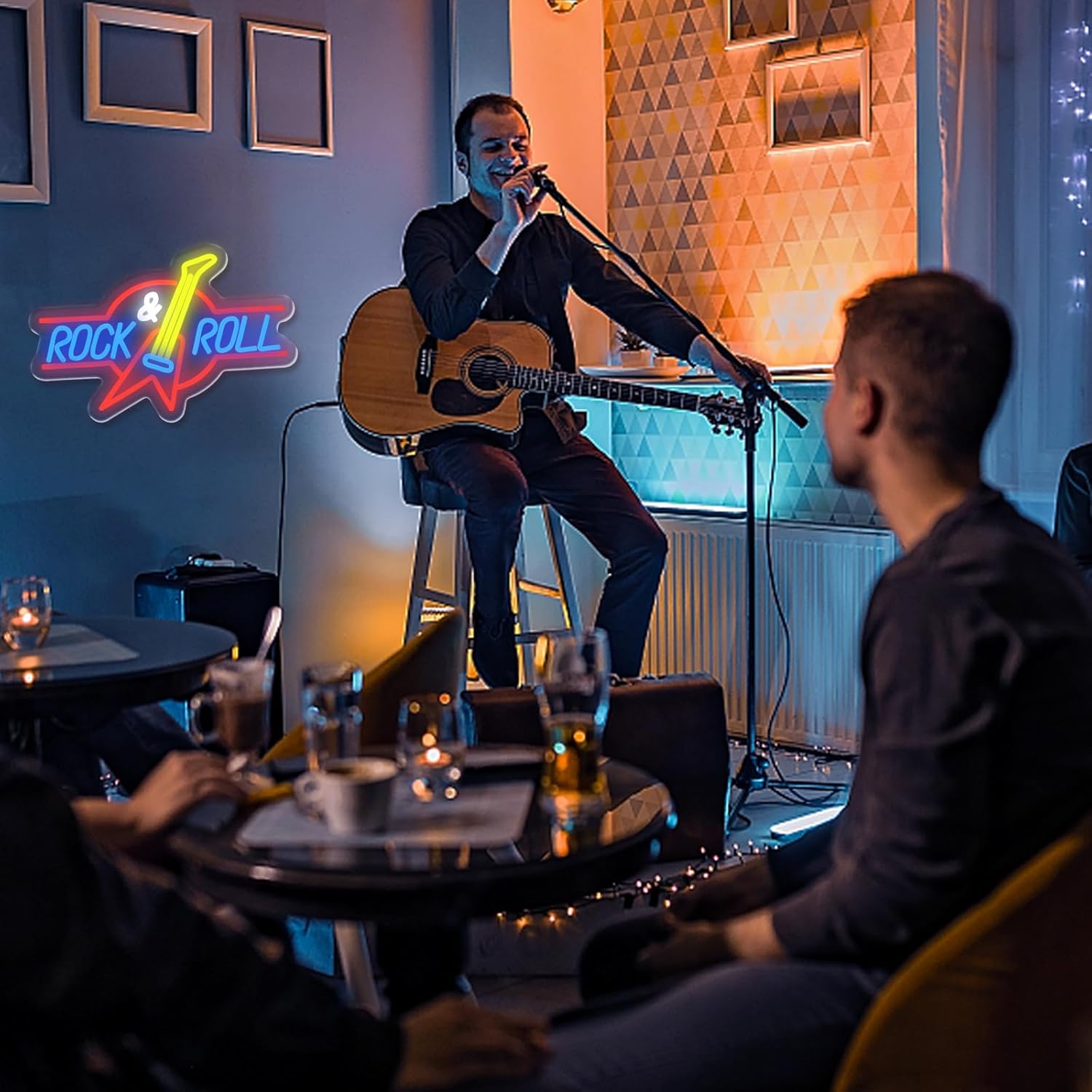 Rock Roll Neon Sign Guitar Neon Sign Led Neon Light for Wall Decor USB Powered Dimmable Music Neon Light for Bar Bedroom Music Studio Vocal Recital Concert Man Cave - Image 8