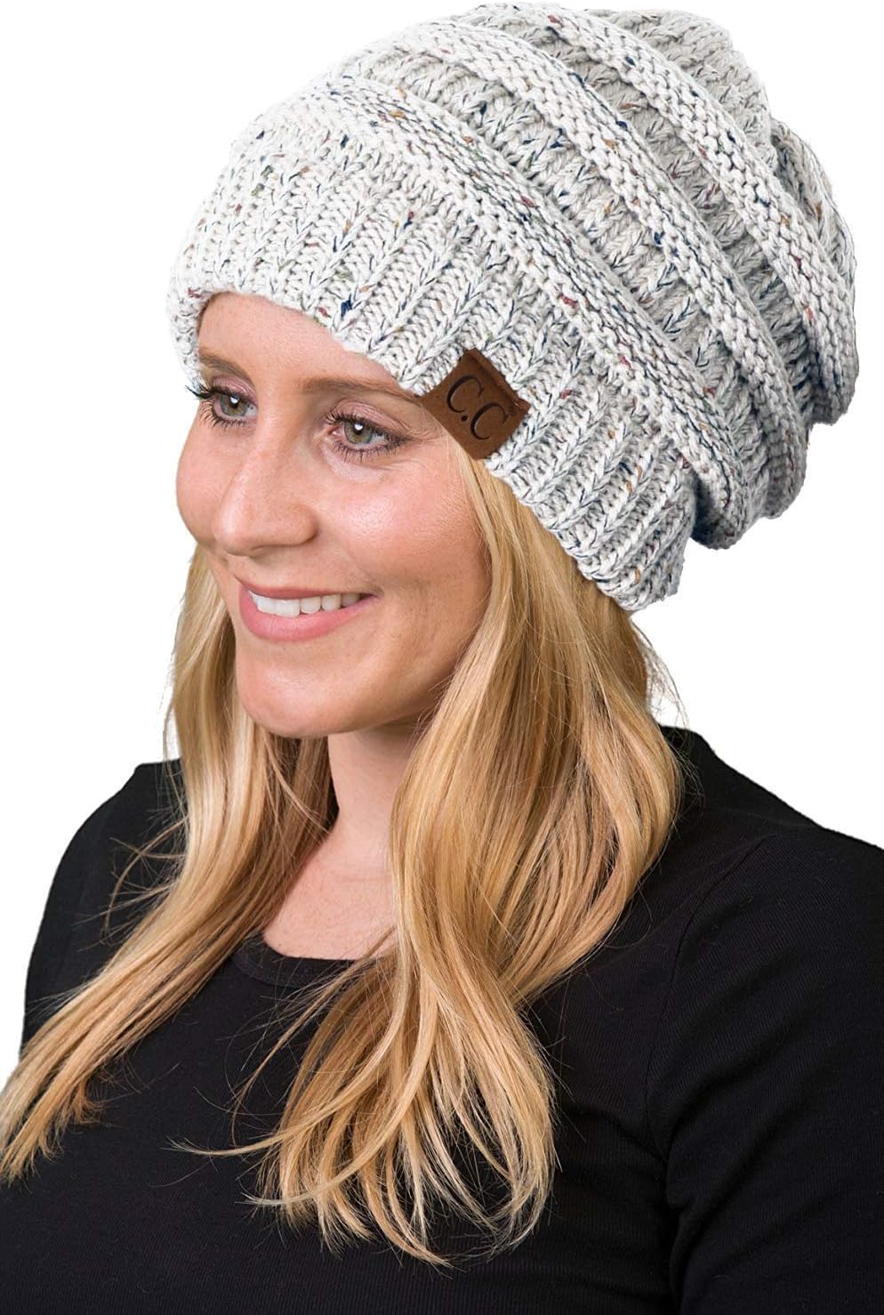 Funky Junque Matching 2 Pack: Slouchy Beanie & Infinity Scarf - Confetti Ivory