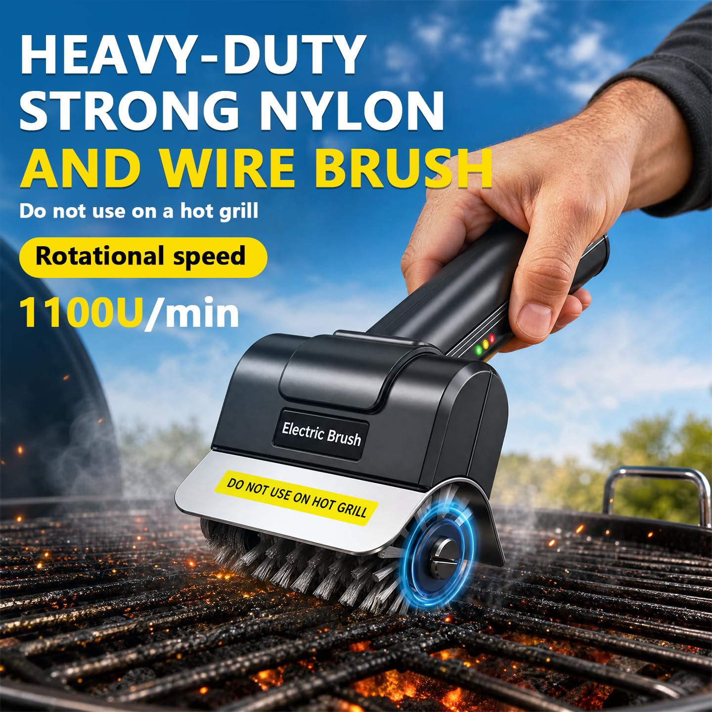 Elektrische Grillbürste,Rechargeable Grill Cleaner,wiederaufladbarer Elektrischer Grillreiniger Mit 100 Min,inklusive Ersatzbürste,Interchangeable Stainless Steel Brush Head Für Alle Grills Geeignet