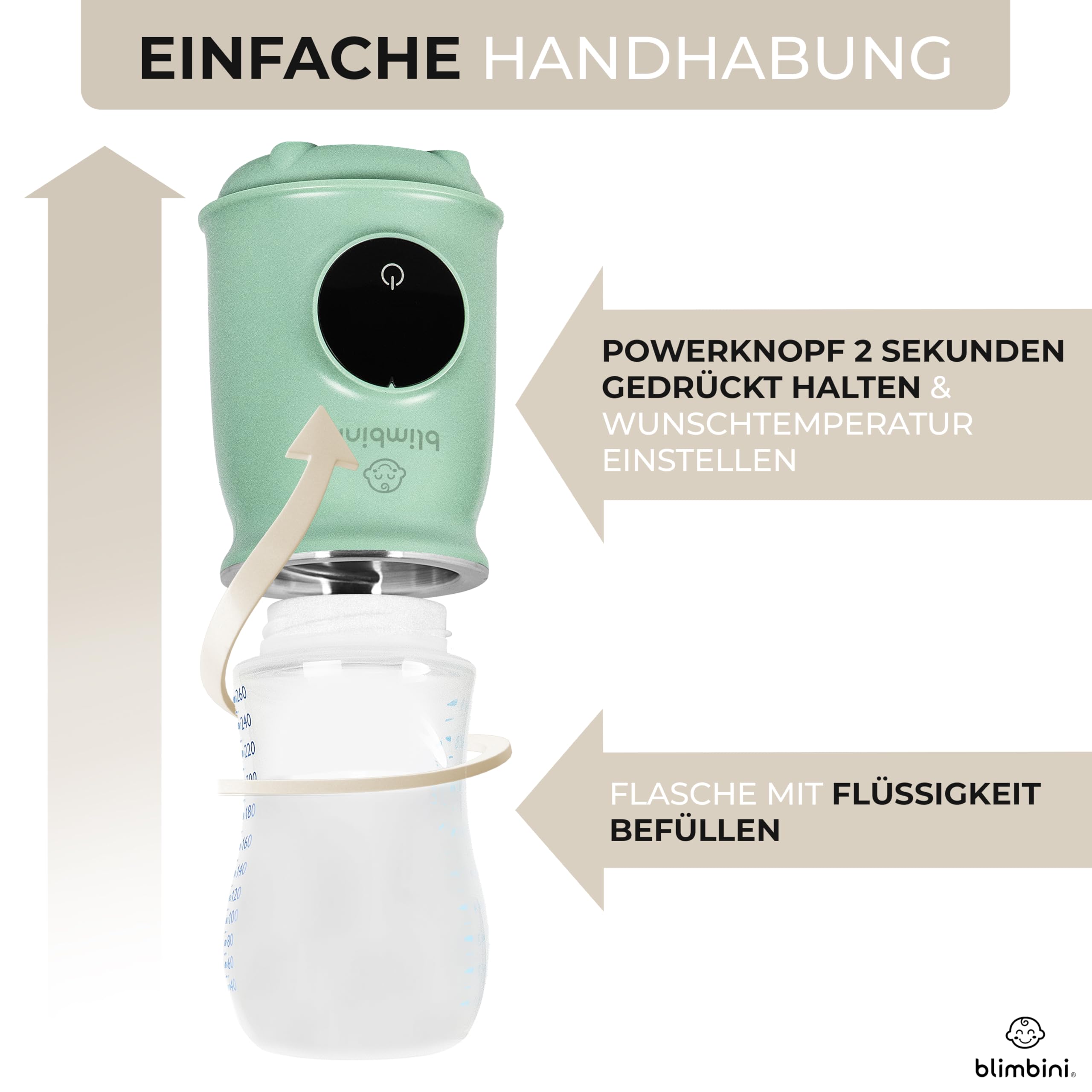 Pro+ Flaschenwärmer Baby unterwegs mit genauer Temperatursteuerung & USB-C - akkubetriebener, tragbarer Flaschenwärmer to go - Baby Bottle Warmer portable - Babyflaschen Wärmer unterwegs