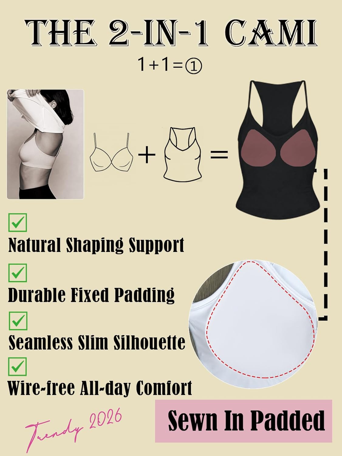 Danysu Double Lined Padded Racerback Stretchy Crop Tank Tops V Neck Slim Fitted Tee Workout Gym Yoga Y2K Going Out Camisole - Image 4