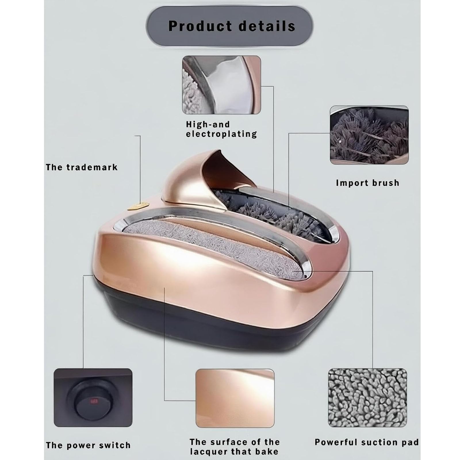 Máquina Inteligente para La Limpieza De Suelas, Limpiadora Y Pulidora De Zapatos Automática por Inducción con Almohadilla Absorbente De Agua, Bandeja De Agua Extraíble Y Gold