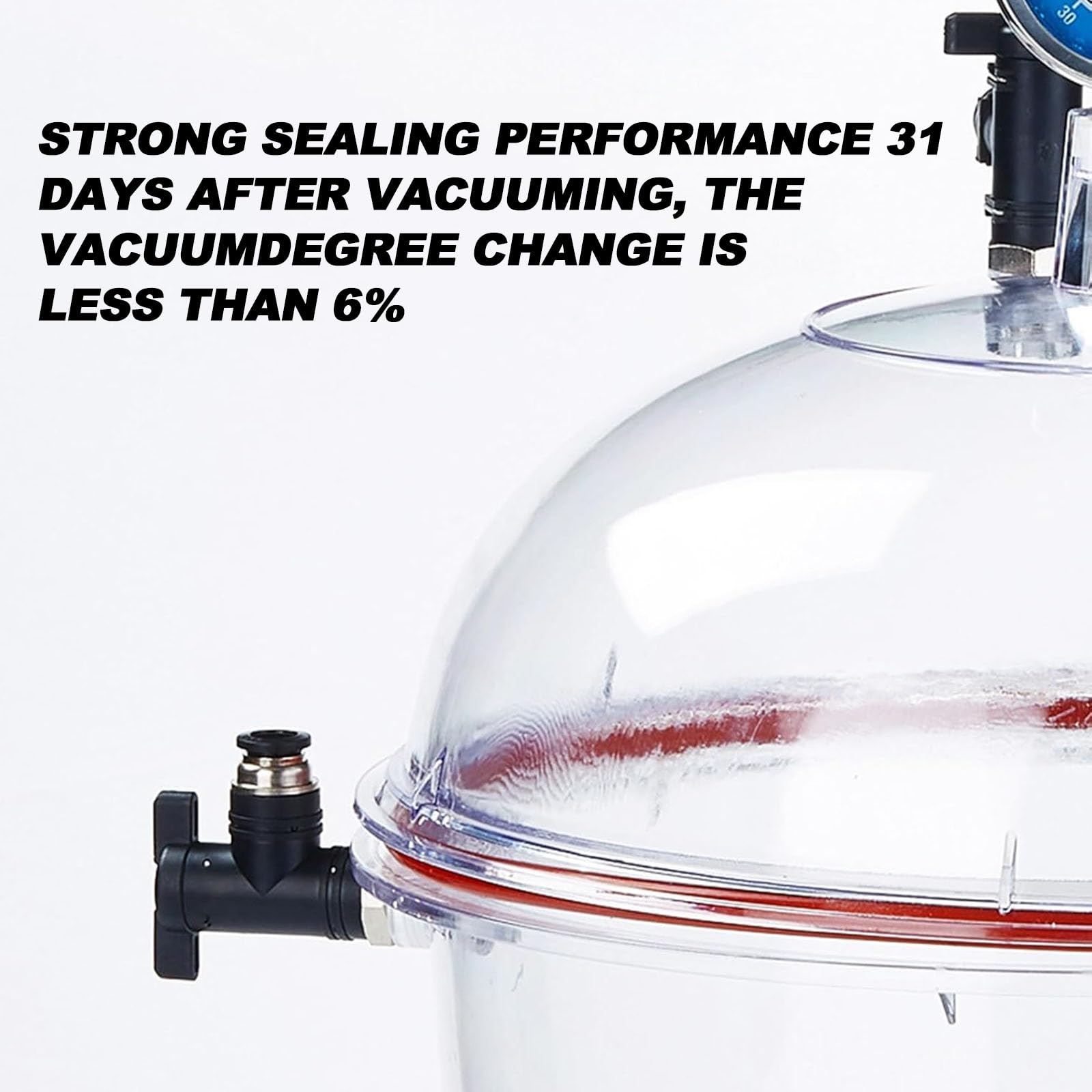 Vakuum-Exsikkator, 250mm Acryl-Labor-Trocknergefäß, Labor-Exsikkator Mit Manometer, Versiegeltes Glas Aus Polycarbonat-Kunststoff, Zum Vakuumtrocknen Und Aufbewahren