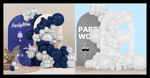 Product image for PartyWoo Blue and Silver Balloons 140 pcs and PartyWoo White Balloons 140 pcs - 1