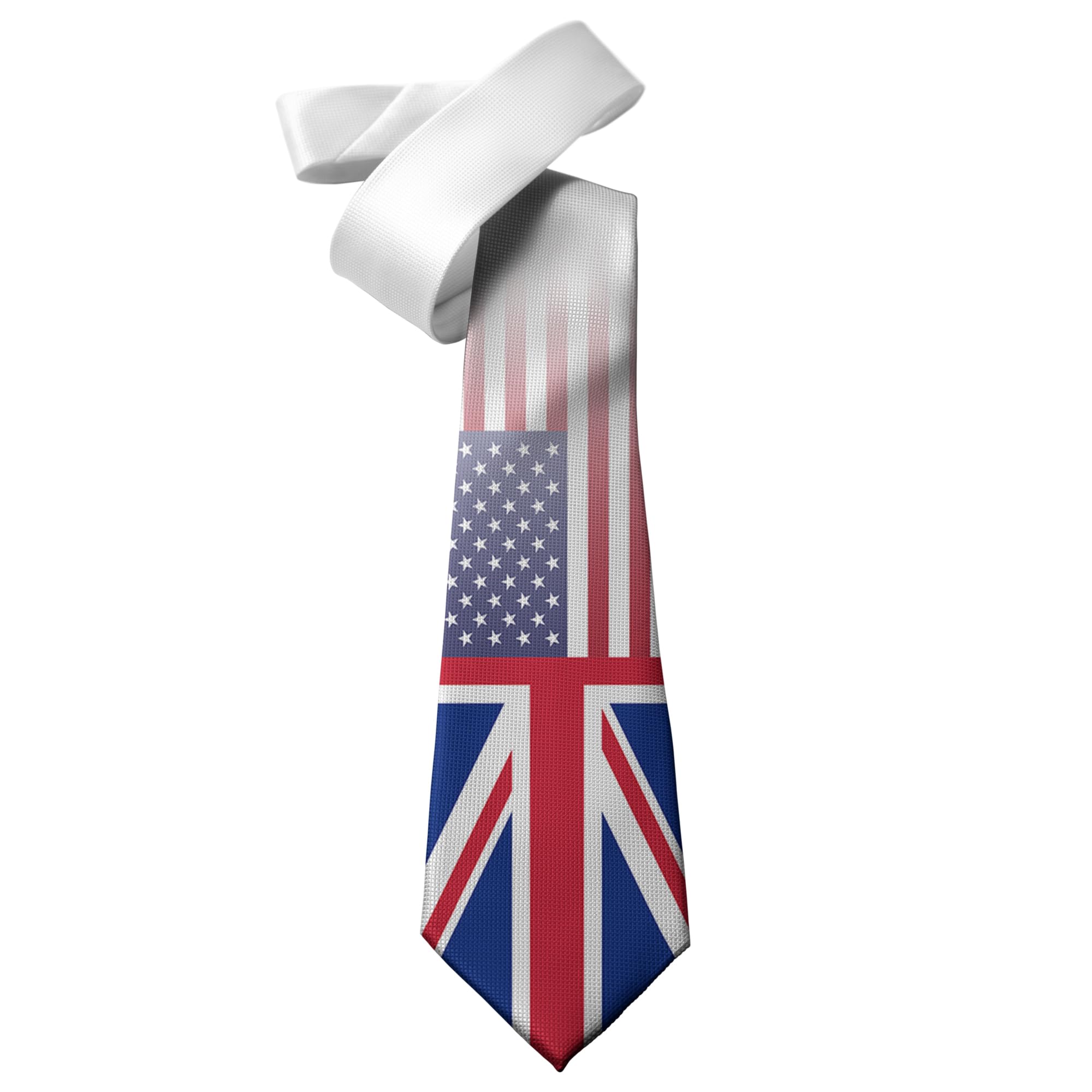 ShopQuality4U Union Jack & USA Flag Mens Printed Neck Tie - Silk/Polyester - Great Gift - Half Tie Print