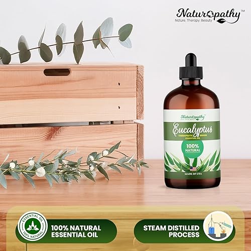 Miniatura 8 de Aceite esencial de eucalipto de naturopatía, grado terapéutico, calidad premium, perfecto para aromaterapia (4 onzas líquidas)
