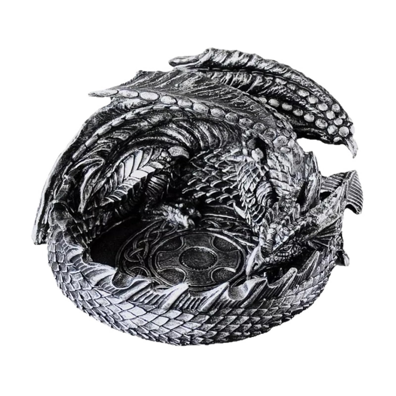 Medieval Dragon Resin Ashtray, Gothic Embossed Desktop Decor for Home Bar Living Room