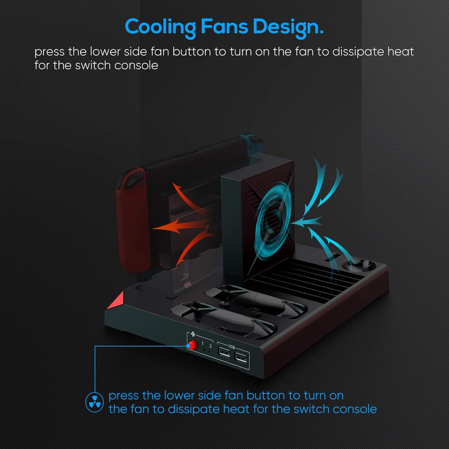 Buу 1 gеt 1 Cooling Charging Dock Compatible with Nintendo Switch Controller and for JoyCons with Cooling Fan, Multifunctional Charging Station Stand for Nintendo Switch and Headphone Storage Accessories