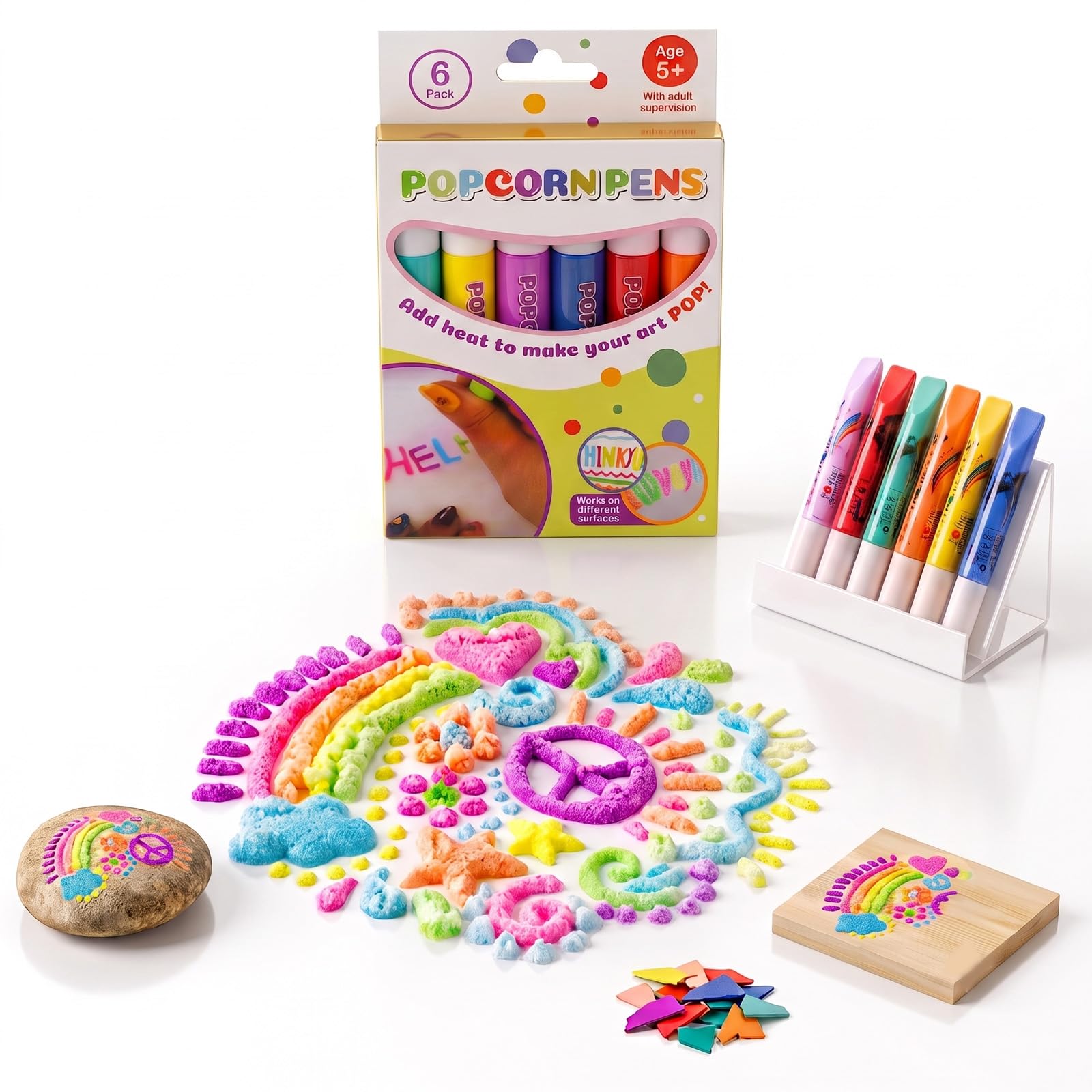 Magic 3D Popcorn Pens, DIY Puffy Bubble Drawing Markers，48pcs