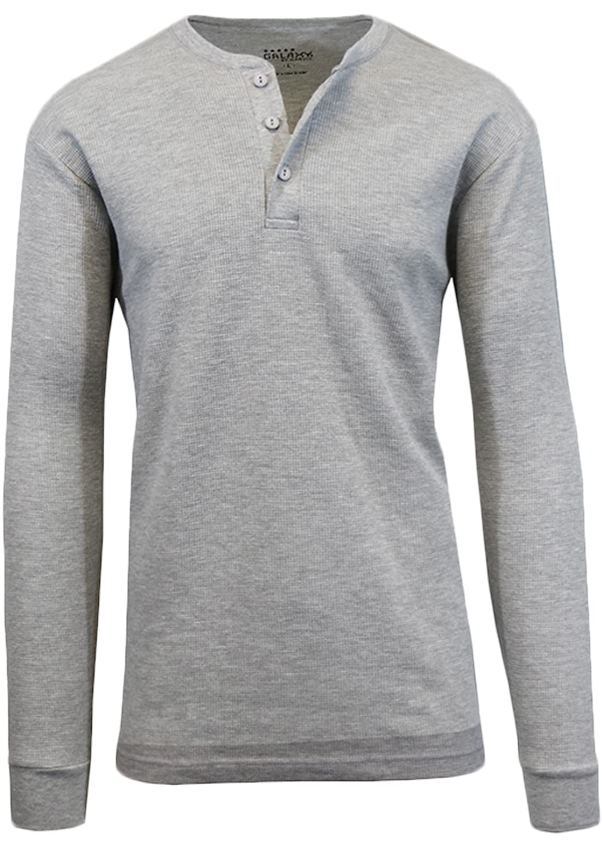 Galaxy by Harvic Mens Waffle-Knit Thermal Henley Tees