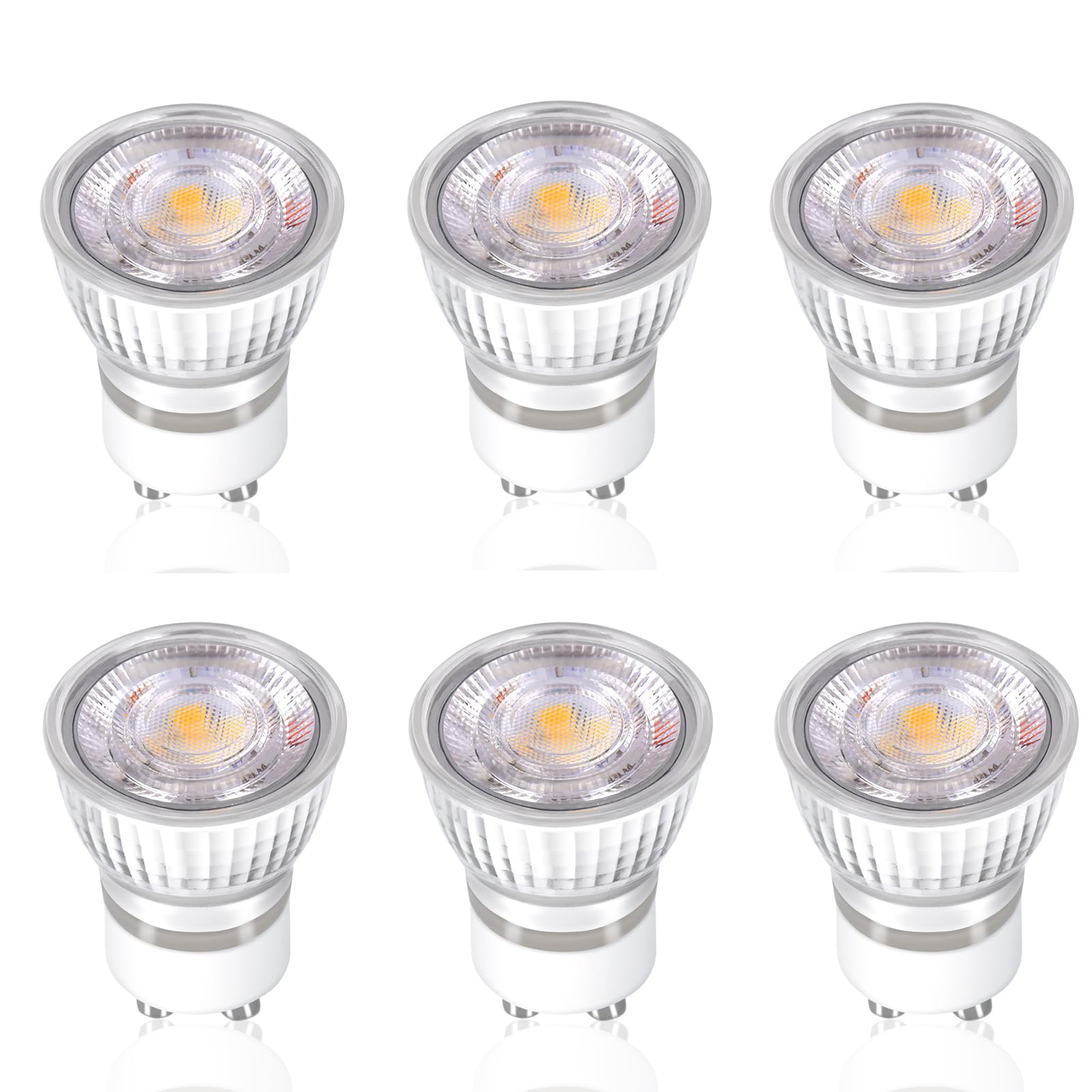 Karyoosi GU10 LED Bulbs 5W 550LM, Warm White 3000K, GU10 LED Spotlight Bulbs 50W Halogen Replacement, Non-Dimmable,Pack of 6