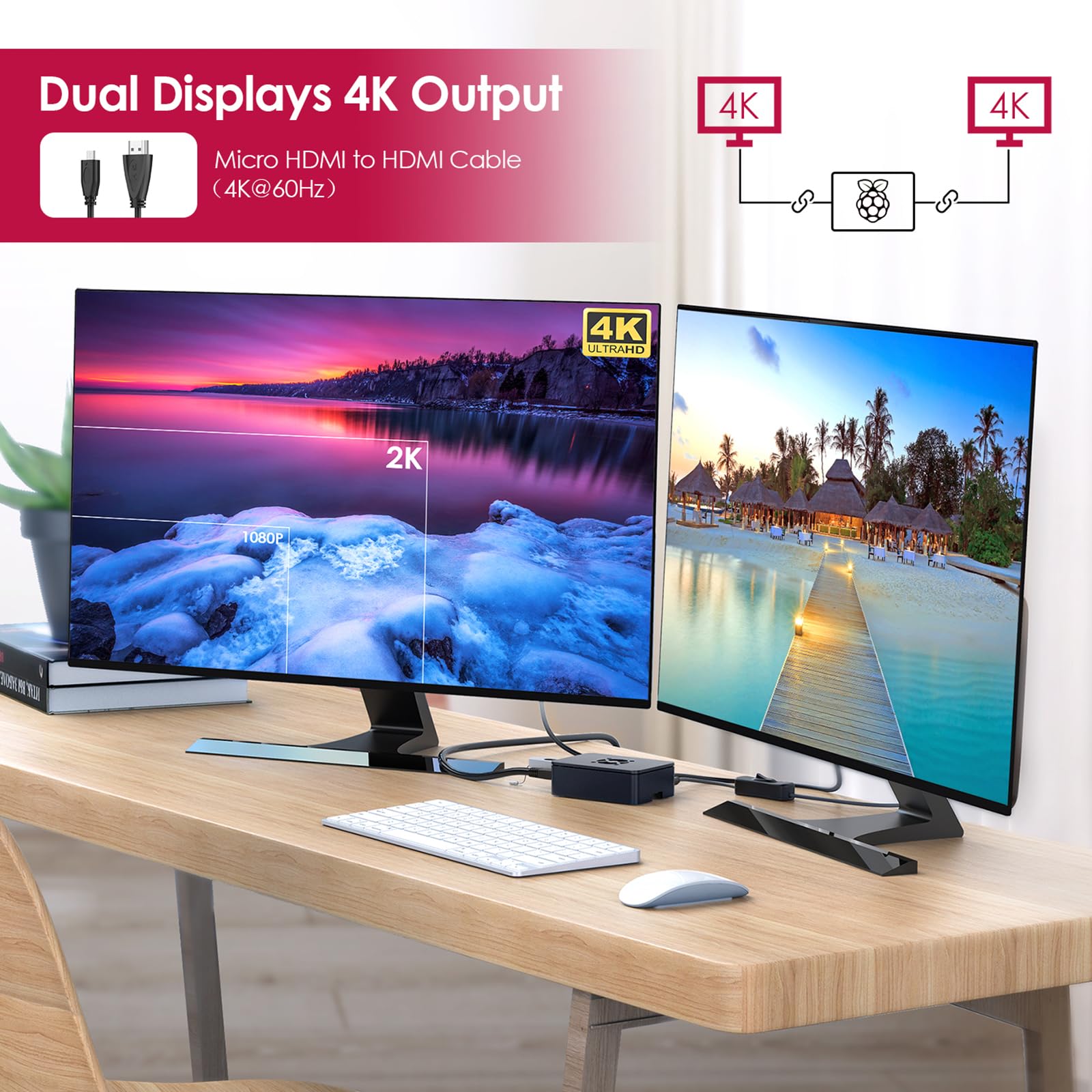 Bqeel Kit Raspberry Pi 4 Model B da 8GB RAM+ 32GB, RPi Barebone con Accessori 1 Cavo HDMI, Alimentatore 5.1V 3A con Interruttore ecc (8G +32G)